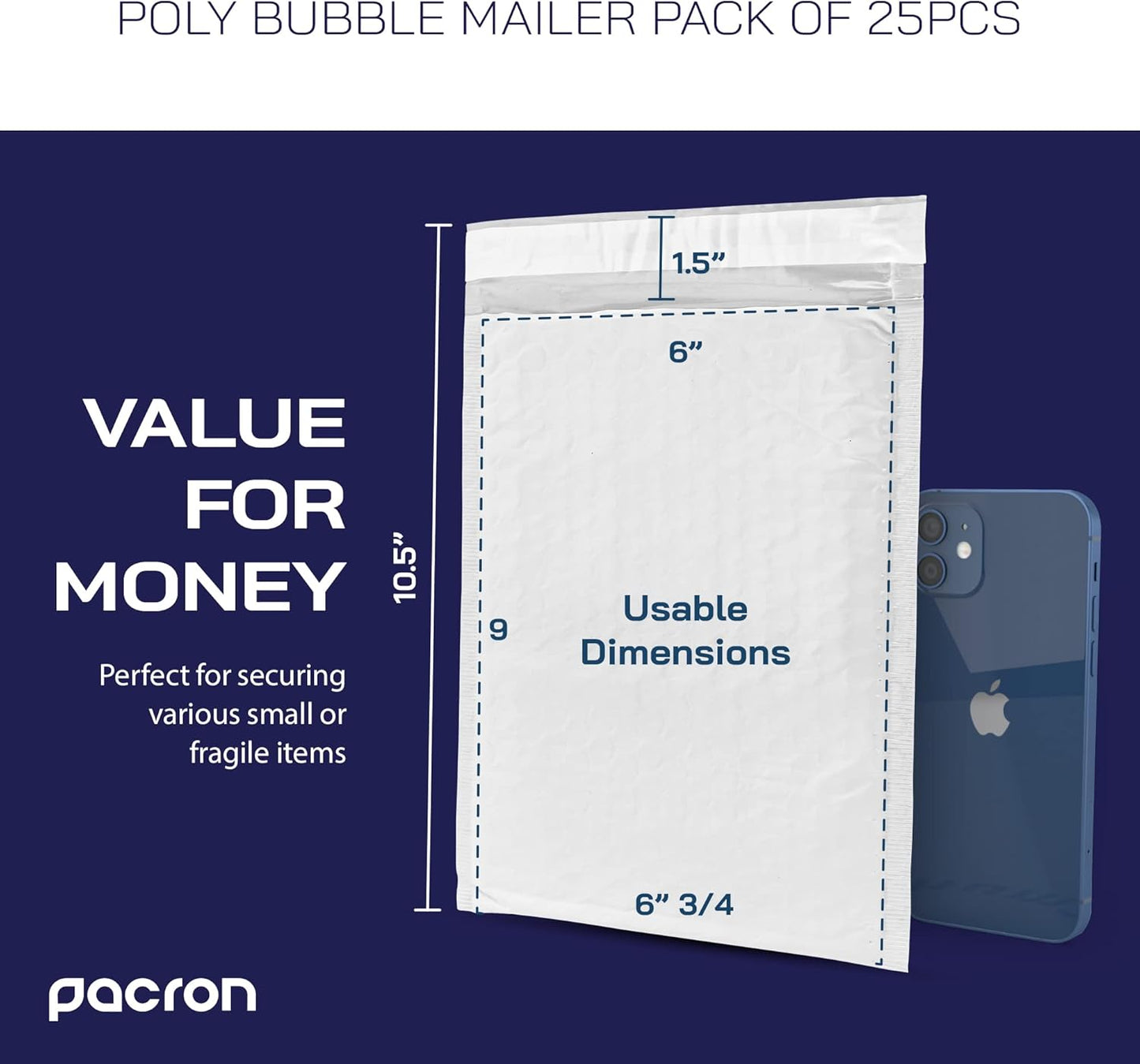 250-Pack Waterproof Poly Bubble Mailers 6 x 10 - Thick, Durable, Instant Seal Envelopes with Strong Adhesive - Protective Shipping Mailers for Jewelry, Cosmetics, SD Cards, USB Cables