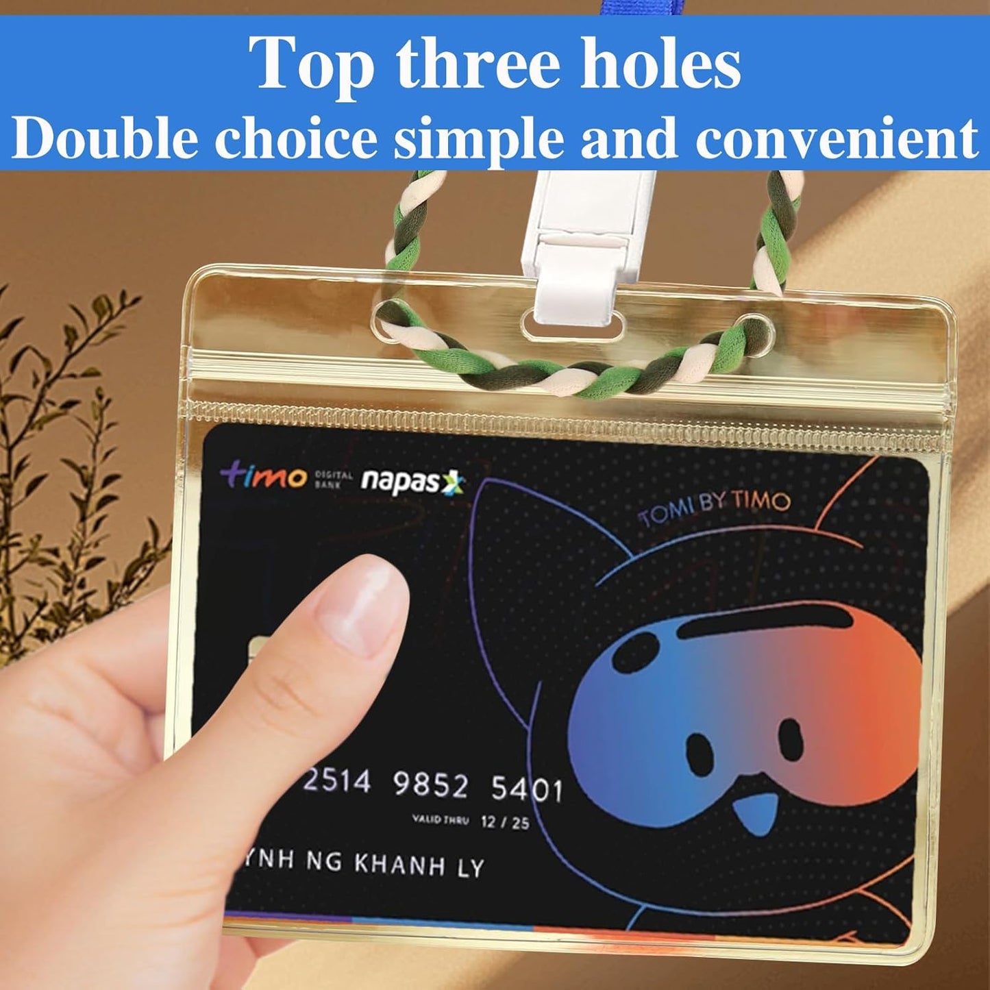 Horizontal Badge Holder, Extra Thick ID Card Name Badge Holder, Name tag Holder with Waterproof Type Resealable Zip (100 Pcs)