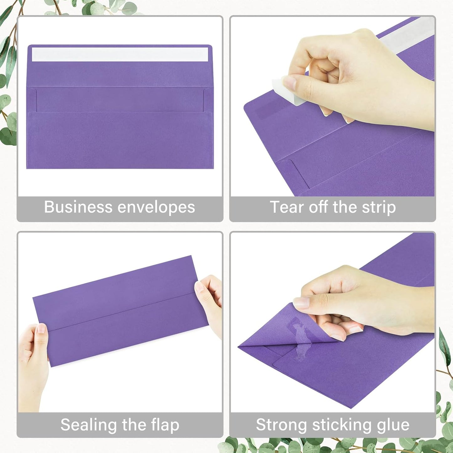 200 Pack #10 Business Envelopes, Self Seal Standard Purple Envelopes for Secure Business & Legal Mailing, Office, Checks, Letter, Invoices, 4 1/8 x 9 1/2 Inches