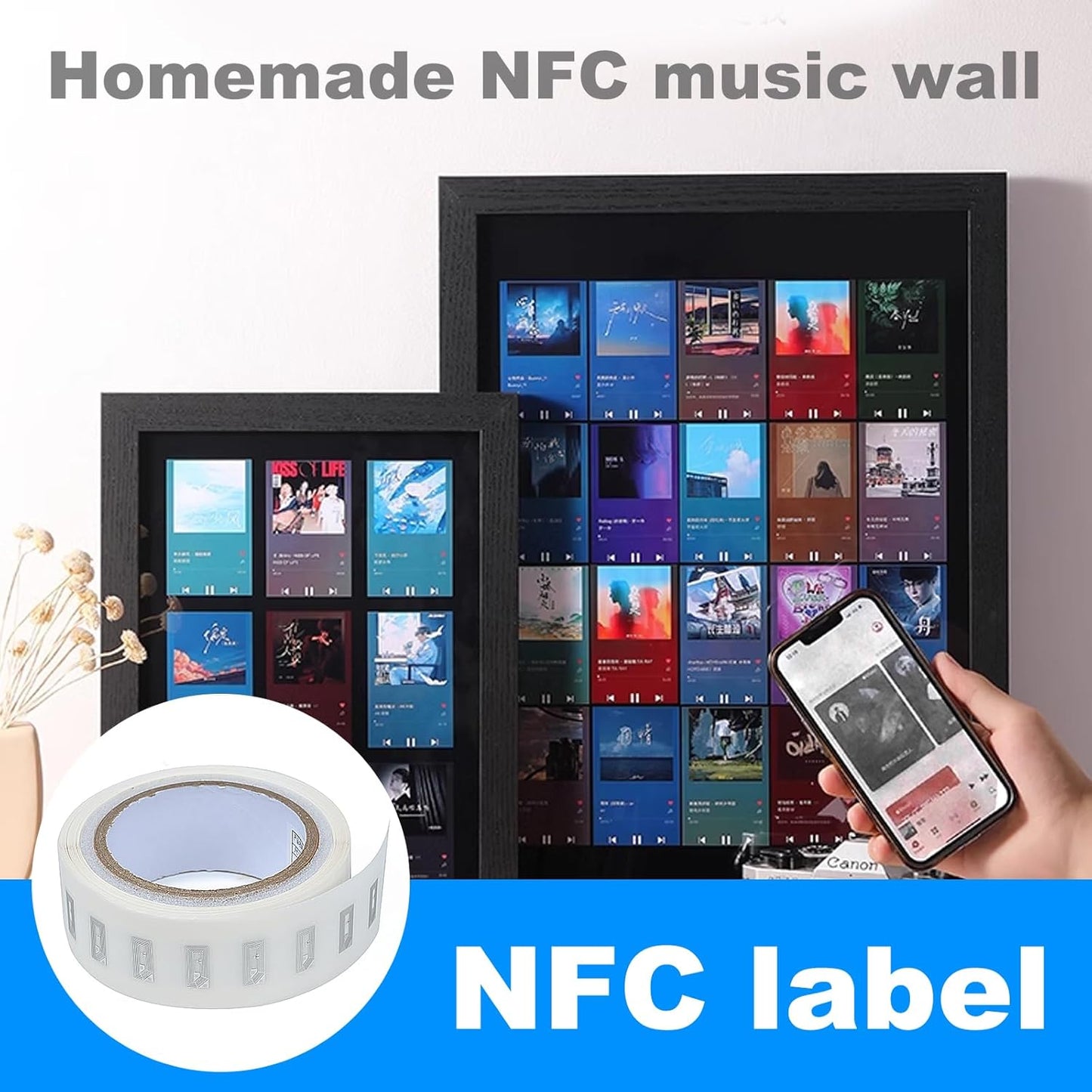 100 PCS NFC Tags Sticker with NTAG213 Chip Blank NFC Stickers Adhesive Labels RFID Tags Rewritable 137 Bytes Memory Compatible with All NFC-Enabled Smartphones and Devices