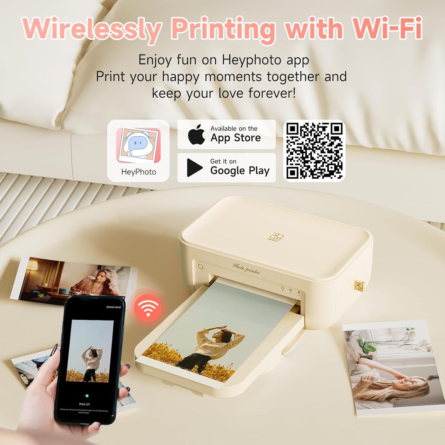 HPRT CP4100 4x6 Instant Photo Printer -Portable Phone Picture Printer + 20 Sheets, Mobile, Wi-Fi, Premium Dye Sublimation (300 DPI) for Pro-Quality Home Prints - Creative Editing App