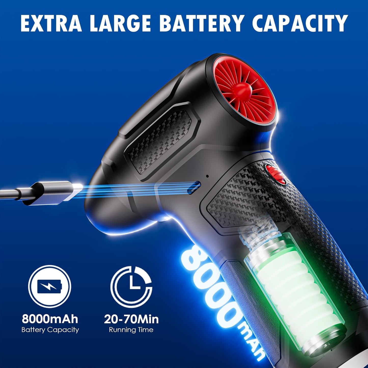 Compressed Air Duster, Mini Blower, Turbo Fan, 200000RPM Electric Duster,Rechargeable Cordless Air Blower,Replaces Compressed Air Cans for Outdoor,Offices,Car,Crevice Cleaning,Keyboard Cleaning