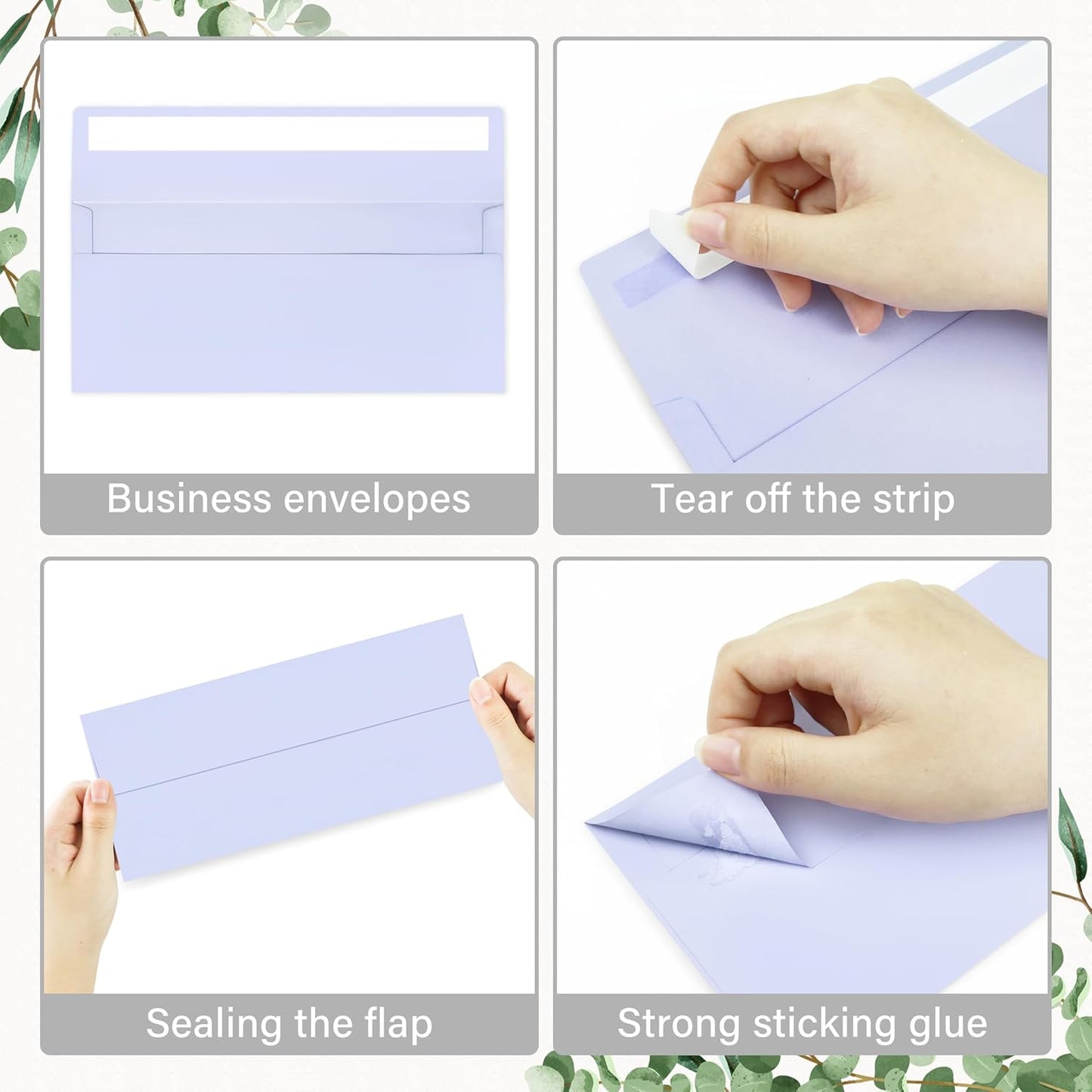200 Pack #10 Business Envelopes, Self Seal Standard Lavender Envelopes for Secure Business & Legal Mailing, Office, Checks, Letter, Invoices, 4 1/8 x 9 1/2 Inches