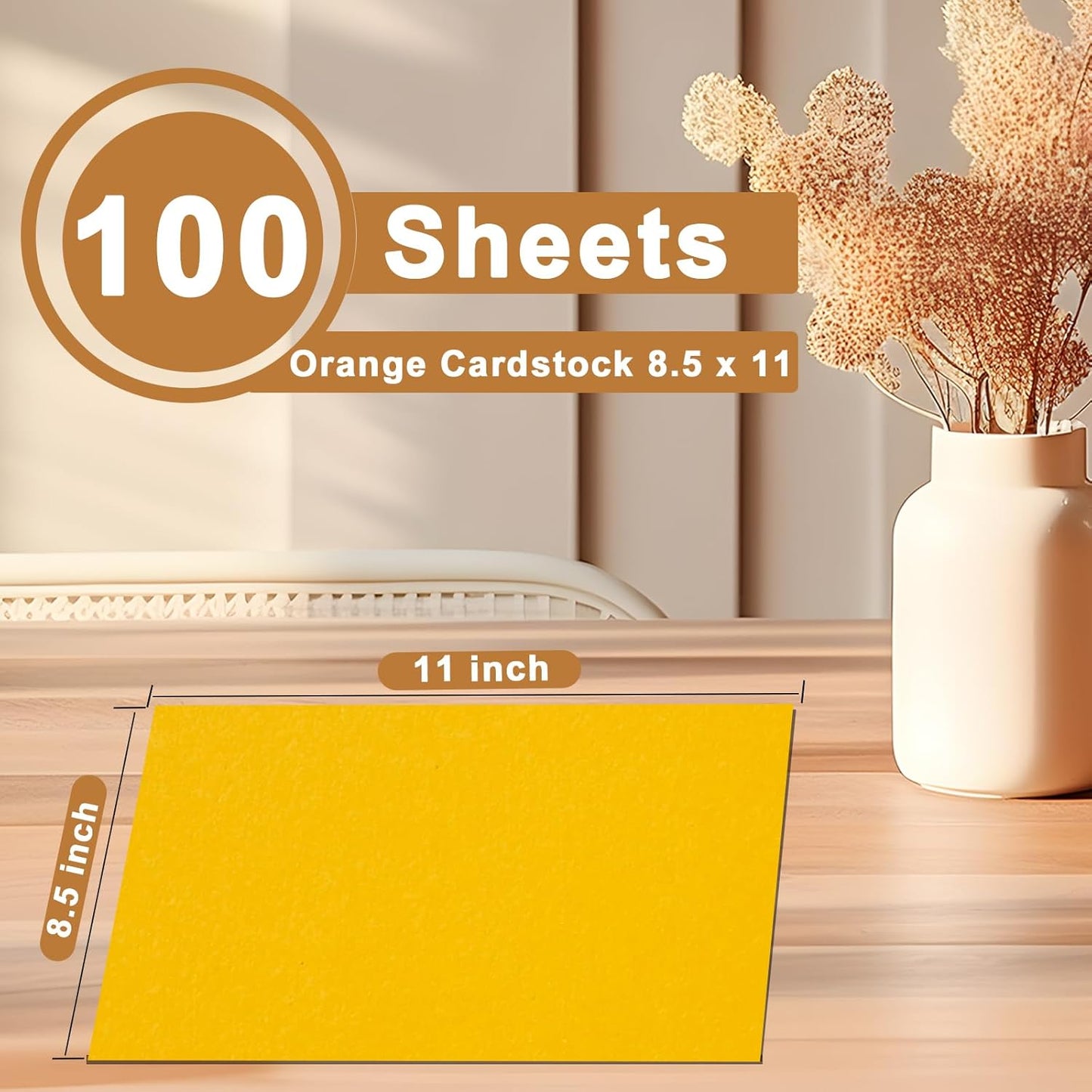 100 Sheets Yellow Cardstock 8.5 x 11 Scrapbooking Paper, 200gsm/75lb Heavyweight Printer Paper Card Stock for DIY Card Making, School, Wedding Invitations, Party Decoration, Certificates