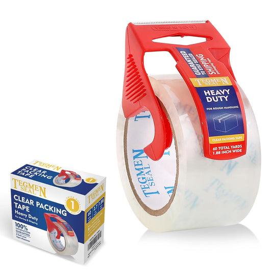 Heavy Duty Clear Packing Tape with Dispenser Combo for Shipping, Moving & Storage,Thicker Clear Packing Tape,1.88 inches Wide, 60 Yards Per Roll, 60 Total Yards