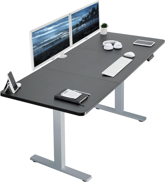 VIVO Electric 71 x 30 in Standing Desk, Memory Height Adjustment, 1B Series, Black Top Gray Frame, DESK-KIT-1G7B