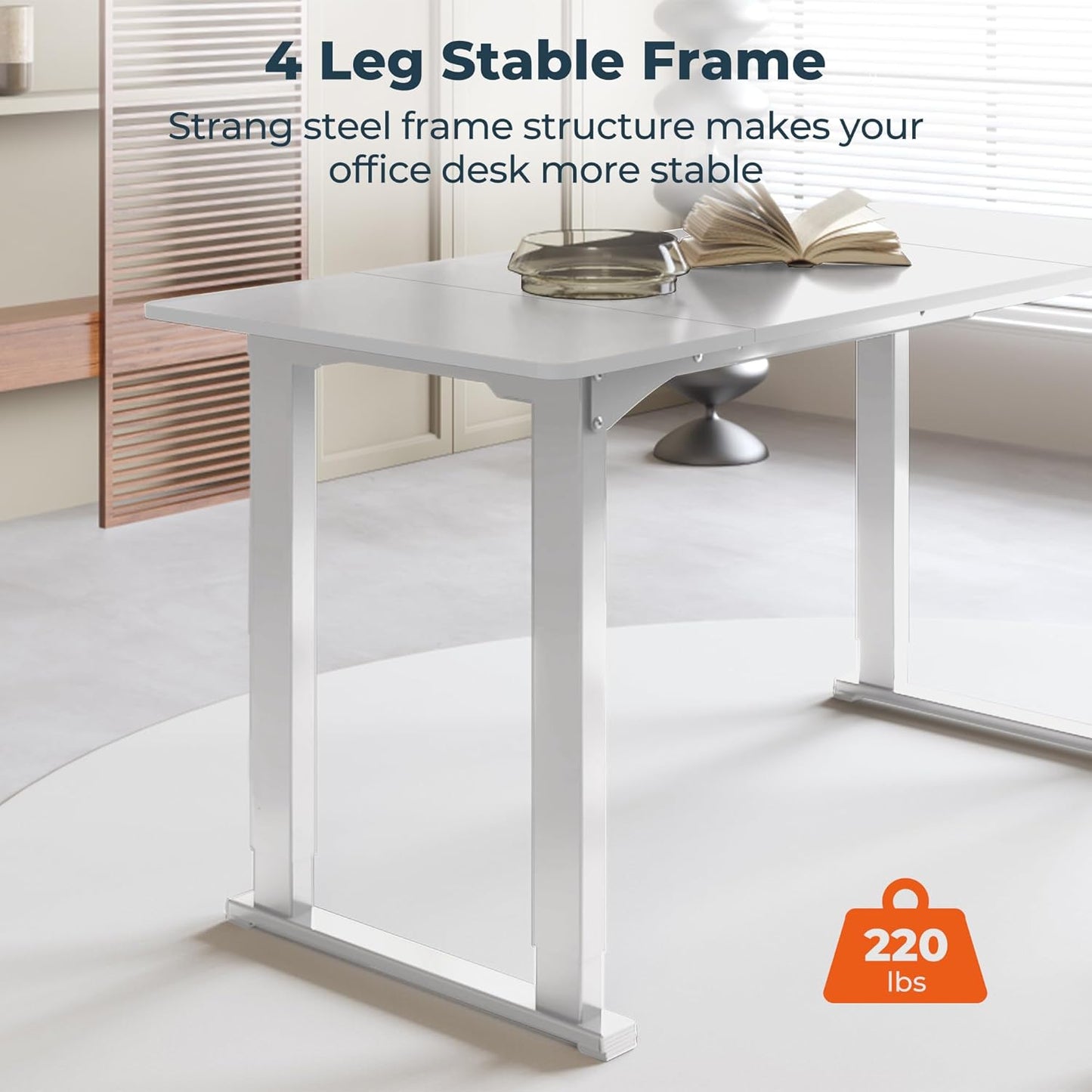 4 Legs Standing Desk, Large 71x31 Inches Electric Adjustable Height Desks with Splice Board, Stand Up Desk Home Office, White