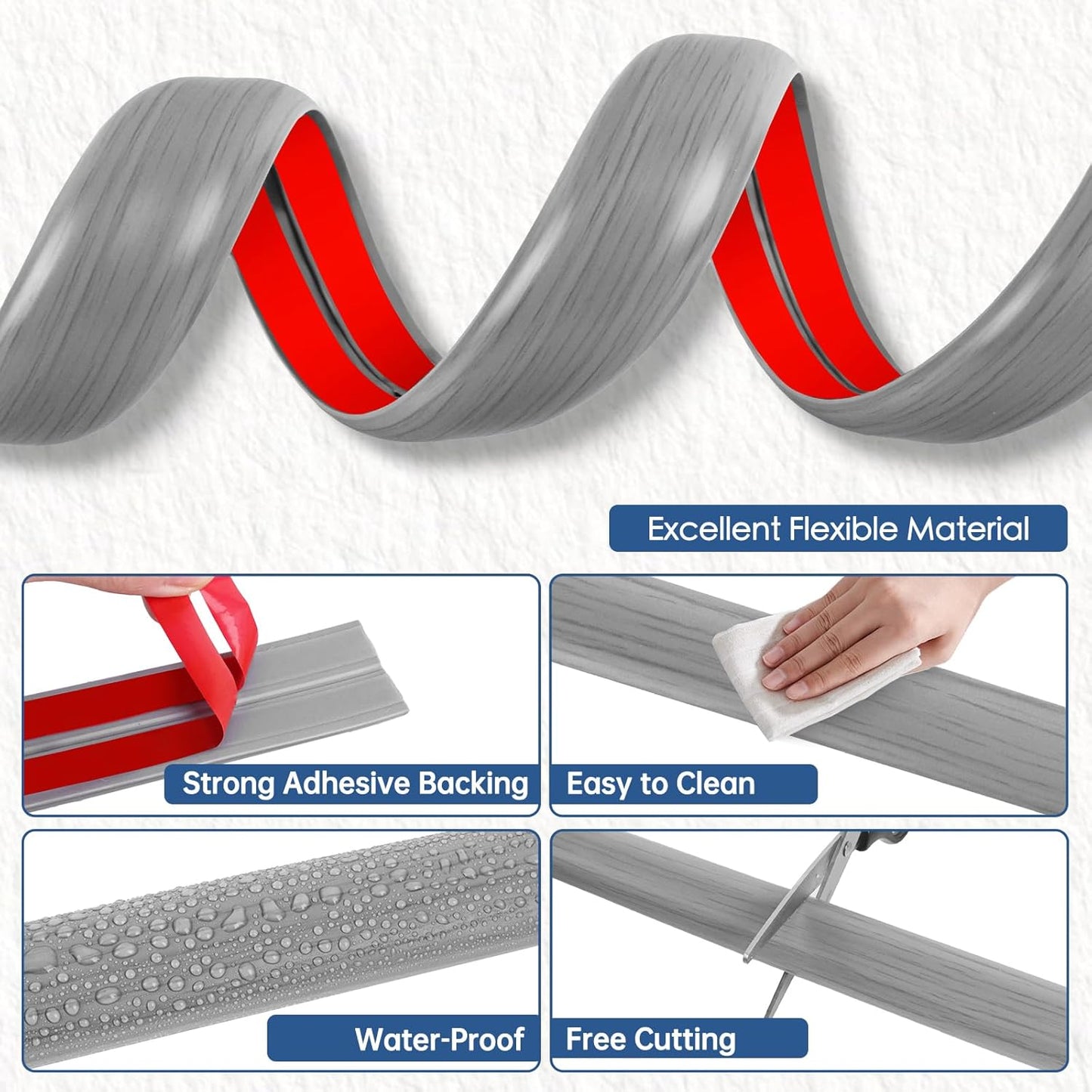 Floor Cord Cover for Wires on Floor Self Adhesive Cord Hider Floor Cable Management Wire Covers for Cords Protector Prevent Cable Trips Cord Cavity W 0.32" x H 0.32", Gray Wood, 10Ft