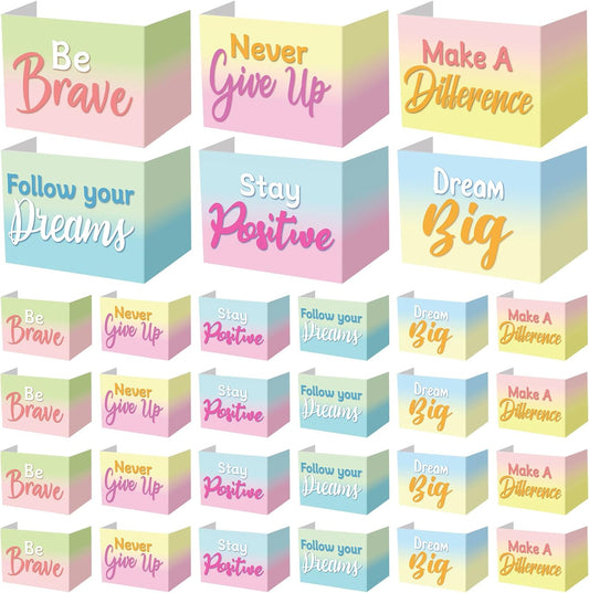 Honoson 24 Pcs Bulk Inspirational Privacy Folders for Students Cardboard Test Privacy Boards Motivational Words Desk Dividers Shield for Classroom School Study Supplies, 6 Styles (Macaron)