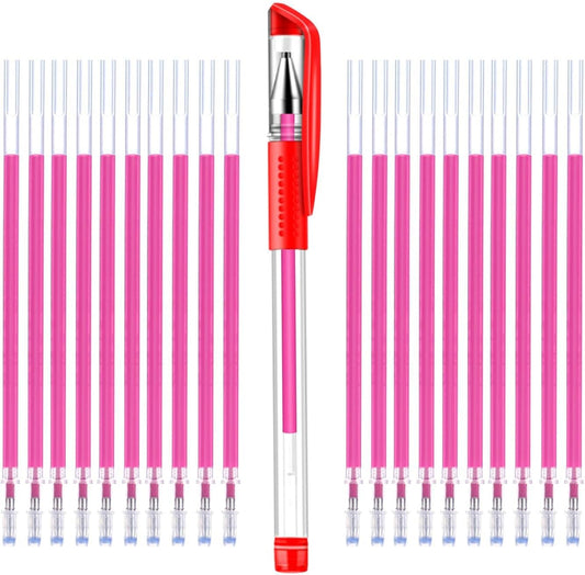 iNee Heat Erasable Fabric Pen with 20 Refills for Tailors Sewing, Quilting adn Crafts, Dressmaking Disappearing Ink, Red