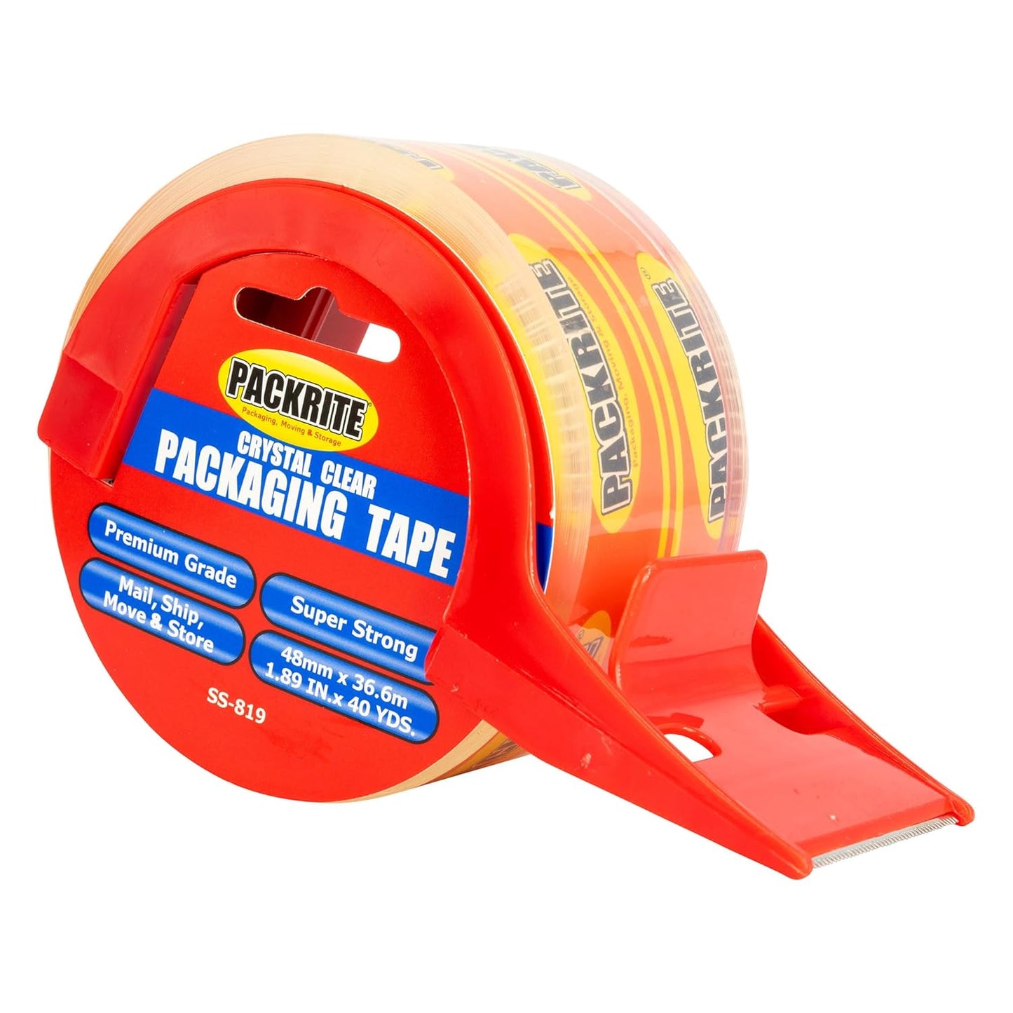 Crystal Clear Packing Tape with Dispenser, 6 Rolls of Heavy Duty Shipping and Moving Packaging Tape, 2 Inch x 40 Yards Each (240 Yards Total)