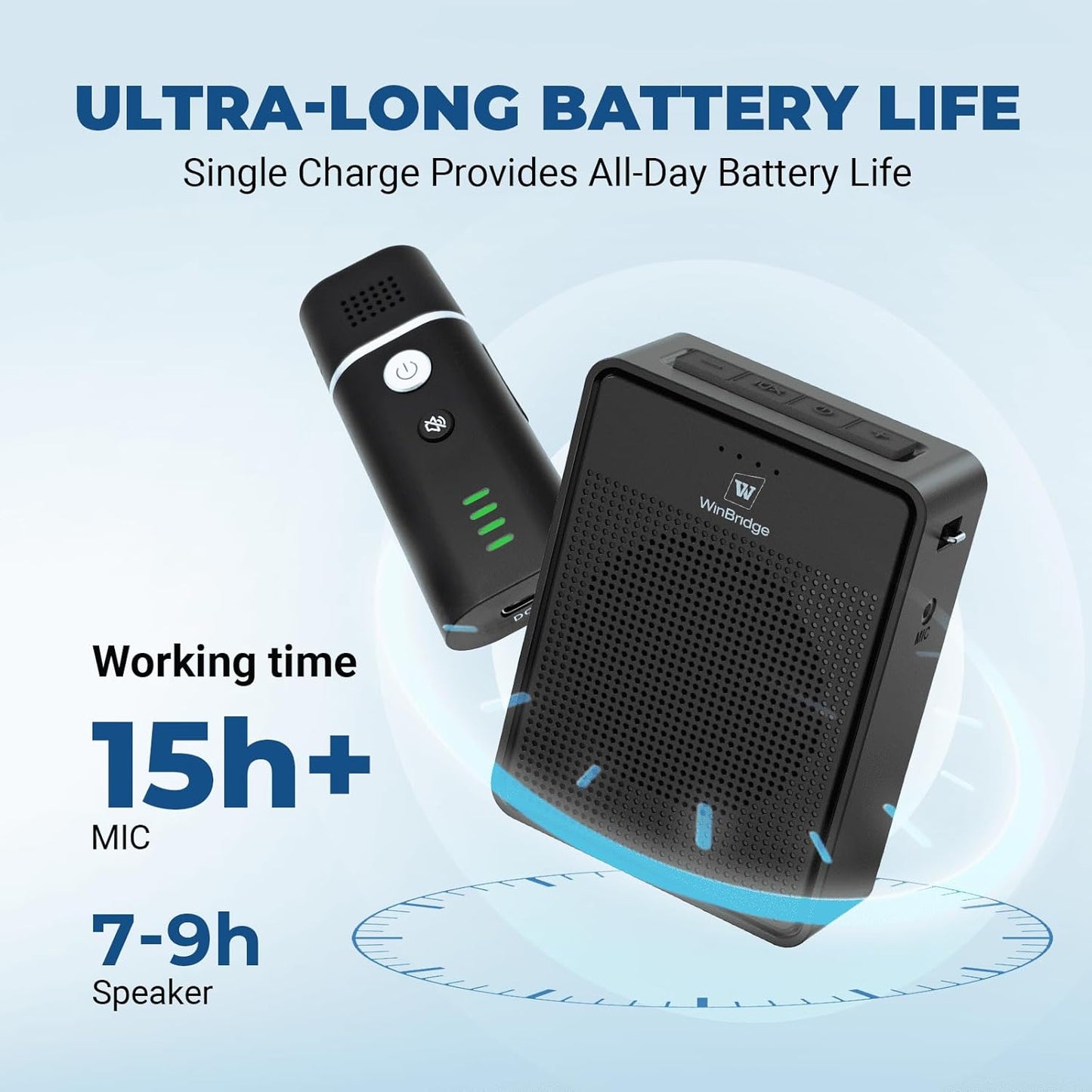 Wireless Voice Amplifier with Bluetooth Lavalier Microphone, Professional Noise Reduction Portable Microphone with Speaker, Mini Megaphone with Clip on/Lapel Mic for Teachers Classroom Tour Guide B006