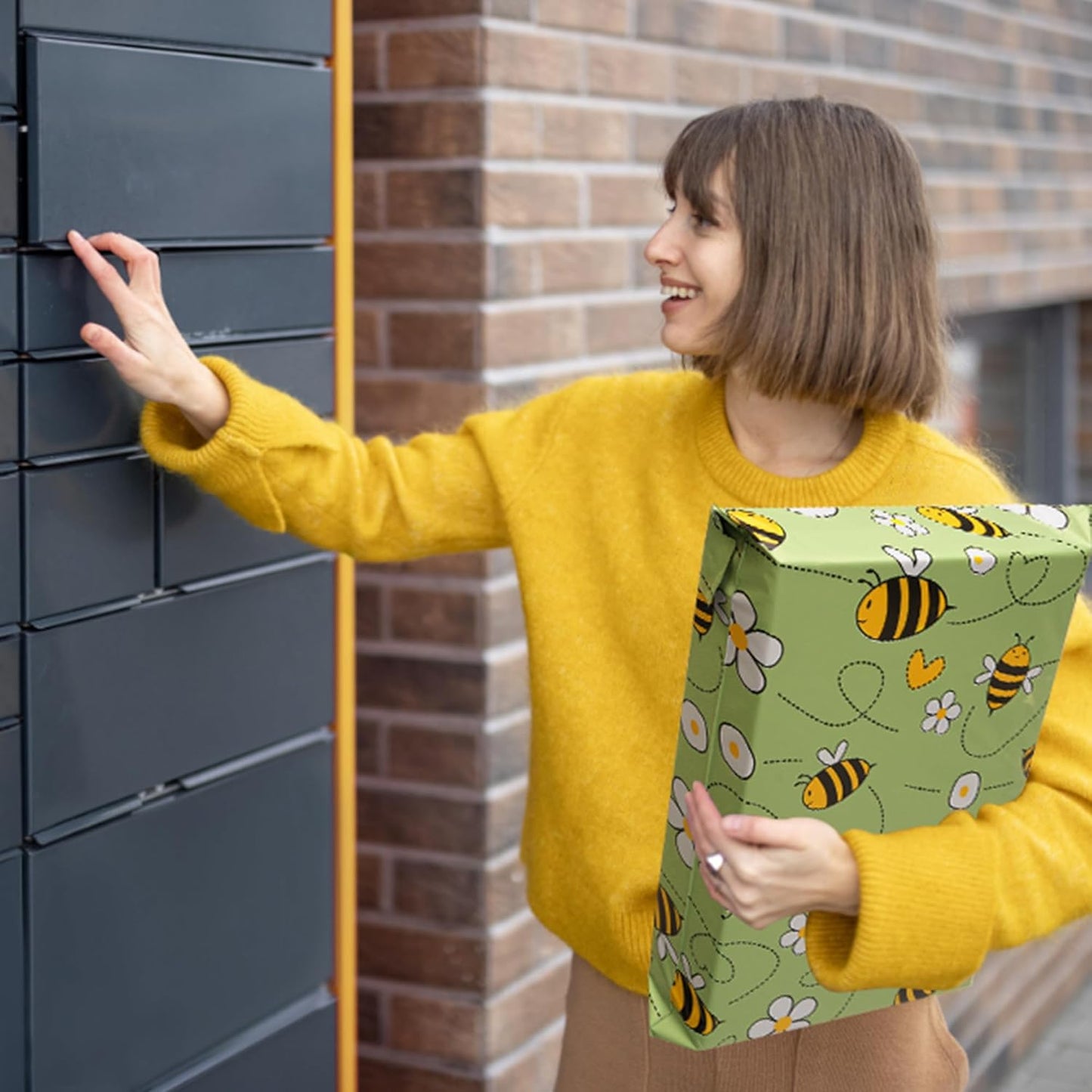 Poly Mailers 12x15.5 Inch 50 Pcs - Bee printed Shipping Bags, 2.4mil Thickness, Waterproof and Tear Resistant Mailing Envelopes, Self-Sealing Packaging Bags for Small Business