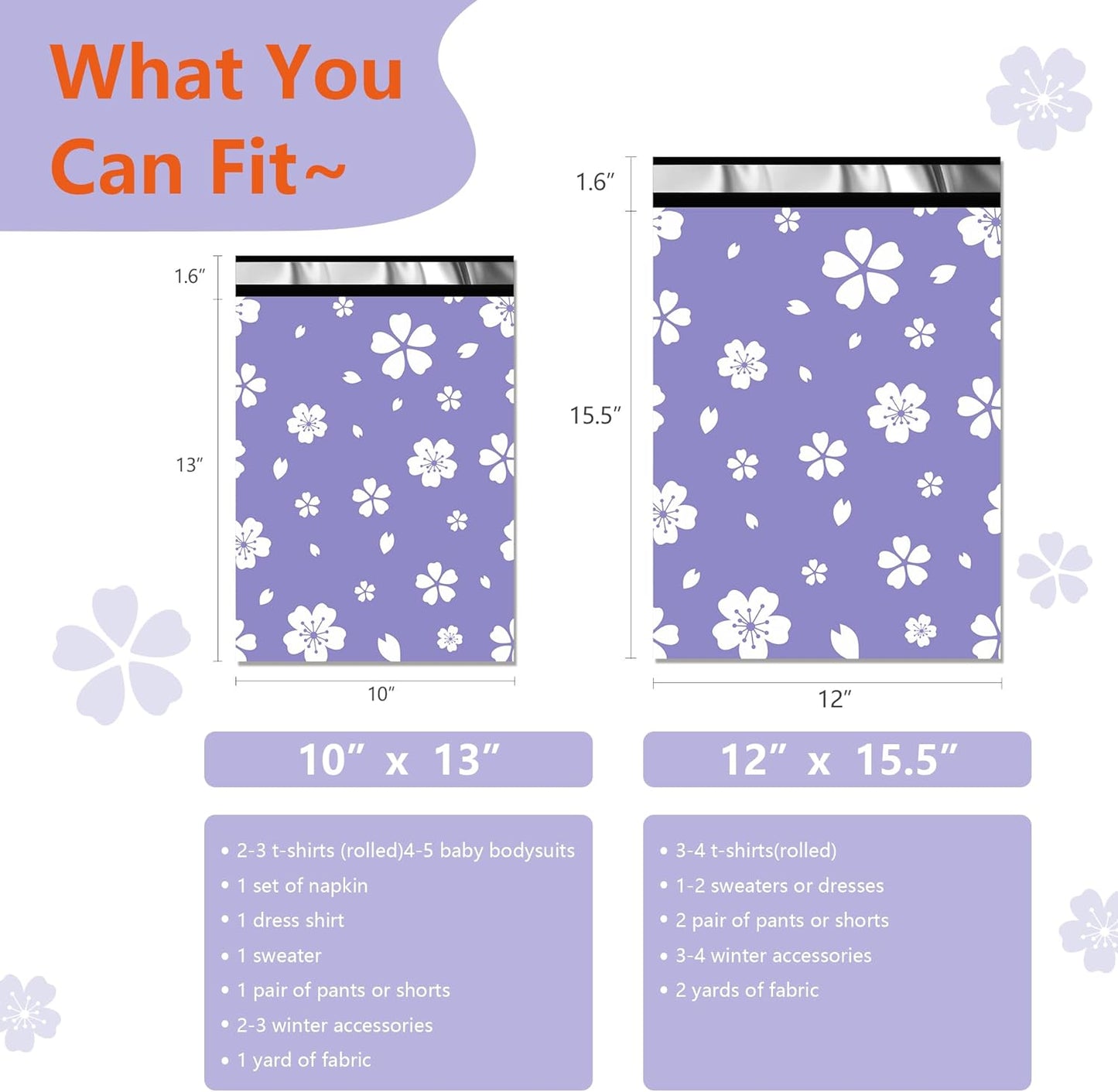 Poly Mailers 10x13 Inch 100 Pcs - Cherry printed Shipping Bags, 2.4mil Thickness, Waterproof and Tear Resistant Mailing Envelopes, Self-Sealing Packaging Bags for Small Business