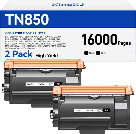 TN850 Black Toner Cartridge 2-Pack High Yield Compatible for Brother TN-850 850 Toner HL-L6200DW L6200DWT L5200DW L5100DN L6400DW MFC-L5800DW L5700DW L6700DW L6800DW DCP-L5600DN Printer Ink All-in-One