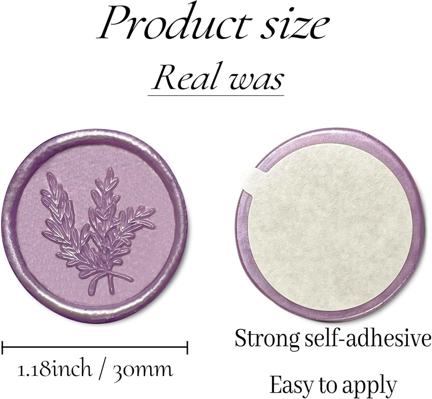 100Pcs Wax Seal Stickers Handmade Envelope Seals Self Adhesive Wax Stickers for Wedding Party Invitations, Envelope, Gift Wrap, Christmas(Rosemary Style, Lilac Purple)