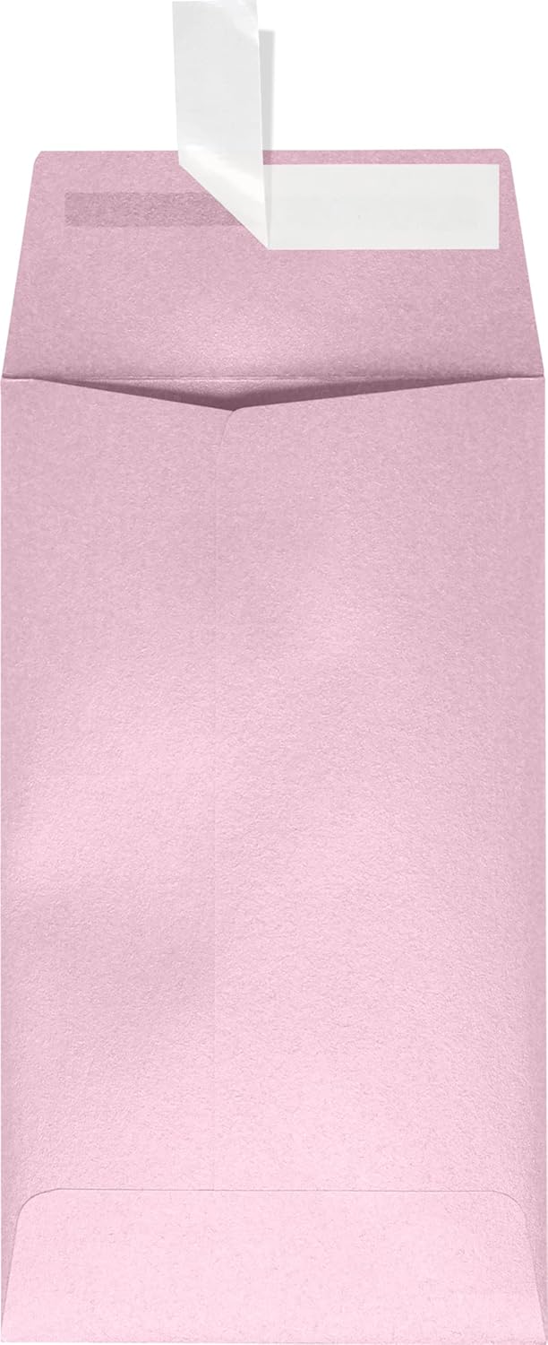LUXPaper #5 1/2 Coin Envelopes | Peel & Press | 3 1/8" x 5 1/2" | Rose Quartz Metallic | 81lb. Text | 1,000 Qty