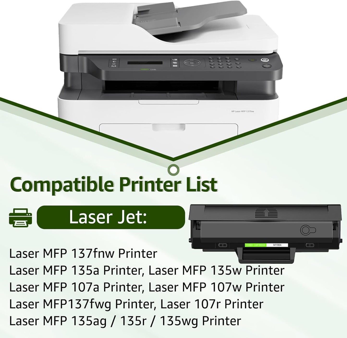 greencycle 105A Compatible Black Toner Cartridge Replacement for HP 105A 105 W1105A High Yield to use for Laser MFP 137fnw 135a 135w 107a 107w Printer (1-Pack)