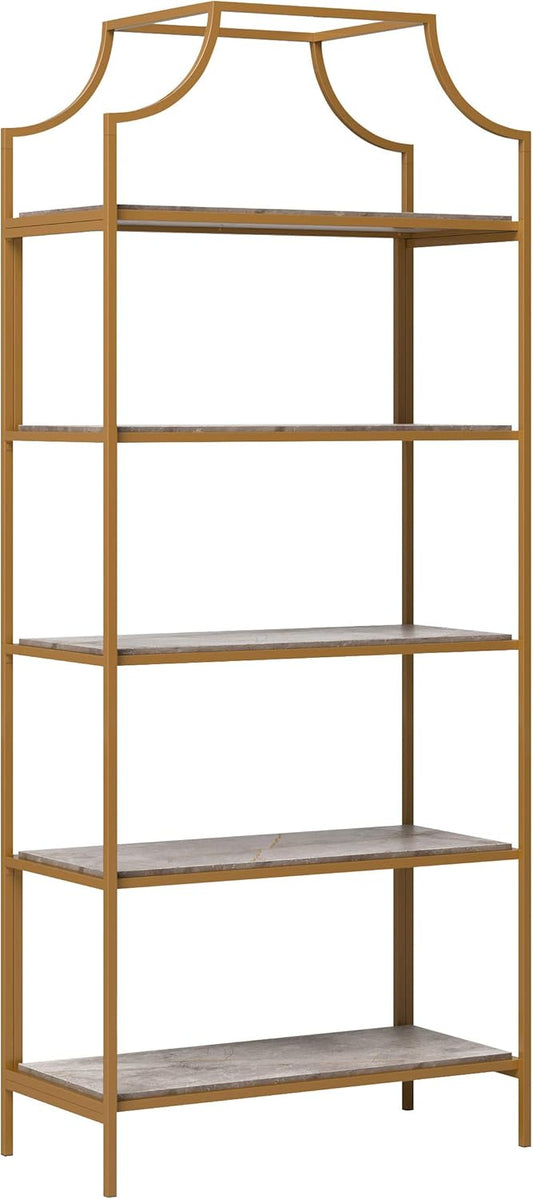 Sauder International Lux Open Shelving, Deco Stone Finish