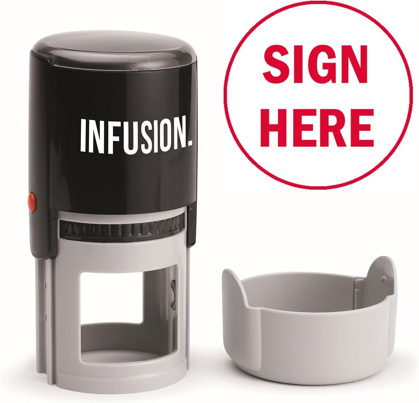 Infusion Custom Text Round Self-Inking Rubber Stamp (2" Diameter) - Up to 2 Lines with Circle Border