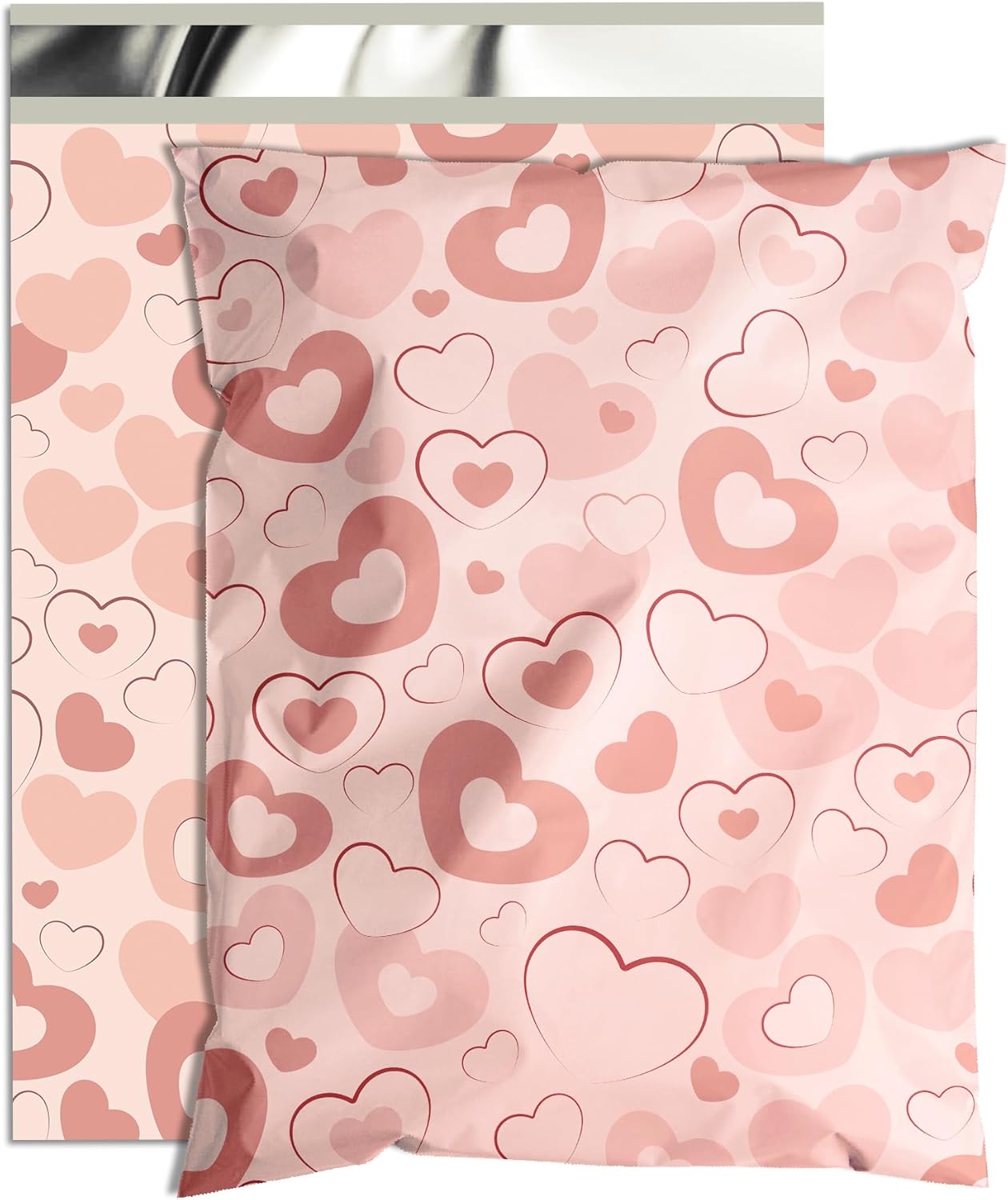 Pink Heart Poly Mailer 14.5x19 Inch 50 Pcs, Waterproof Shipping Bags for Clothing, Tear-Resistant Mailier Bags, Strong Mailing Bags with Self-Seal