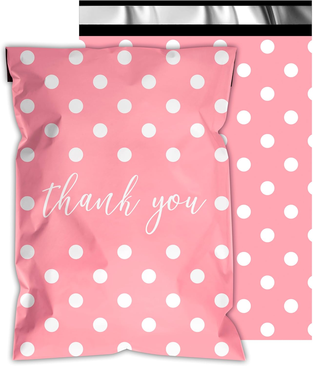 Thank You Poly Mailers 14.5x19 Inch 50 Pcs - Pink Dots printed Shipping Bags, 2.4mil Thickness, Waterproof and Tear Resistant Mailing Envelopes, Self-Sealing Packaging Bags for Small Business