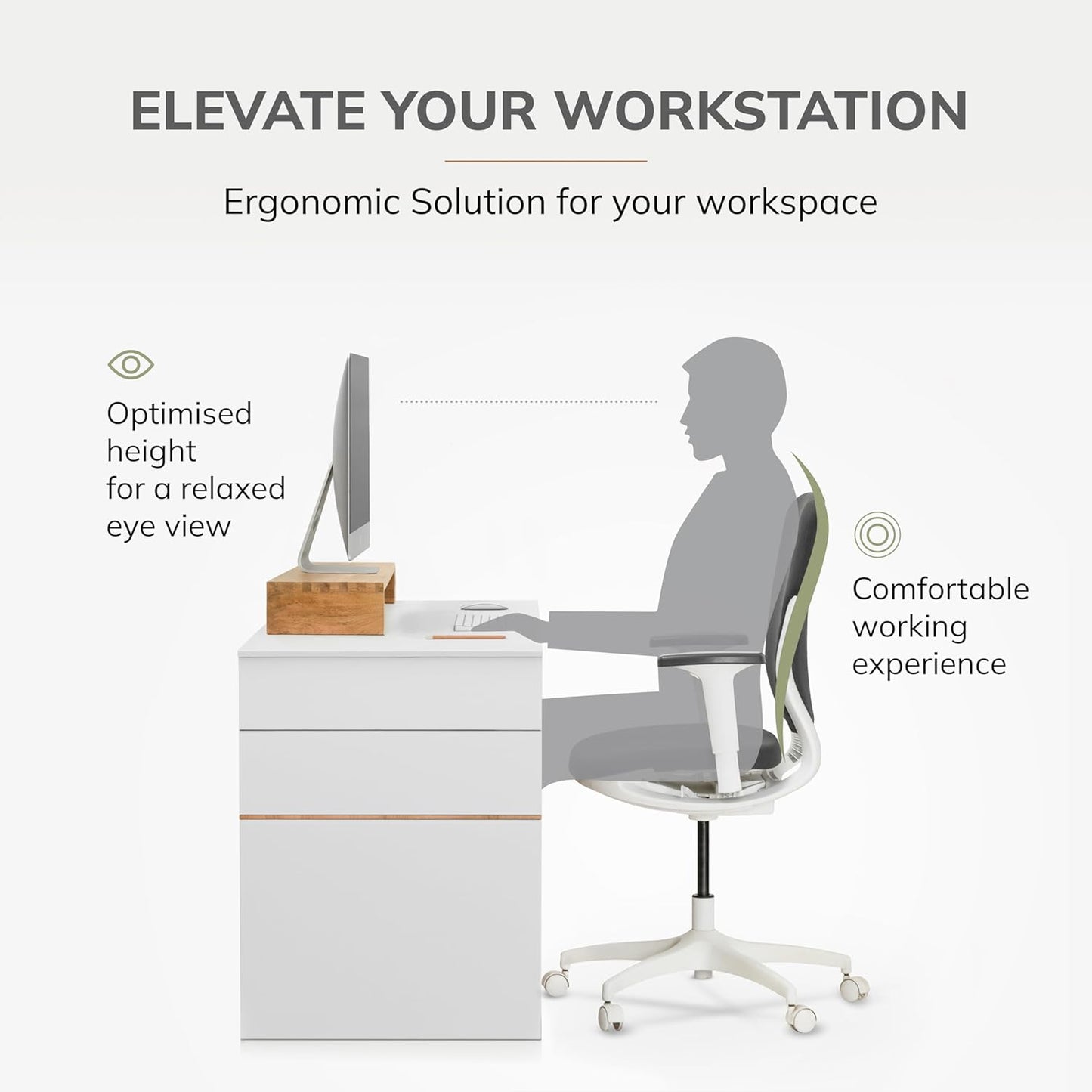 Anji Mountain Wooden Monitor Stand - Elegant Monitor Riser, Perfect Monitor Stand for Desk Organization, Durable Wood Construction monitor stands, Enhances Ergonomics and Workspace Efficiency,Natural