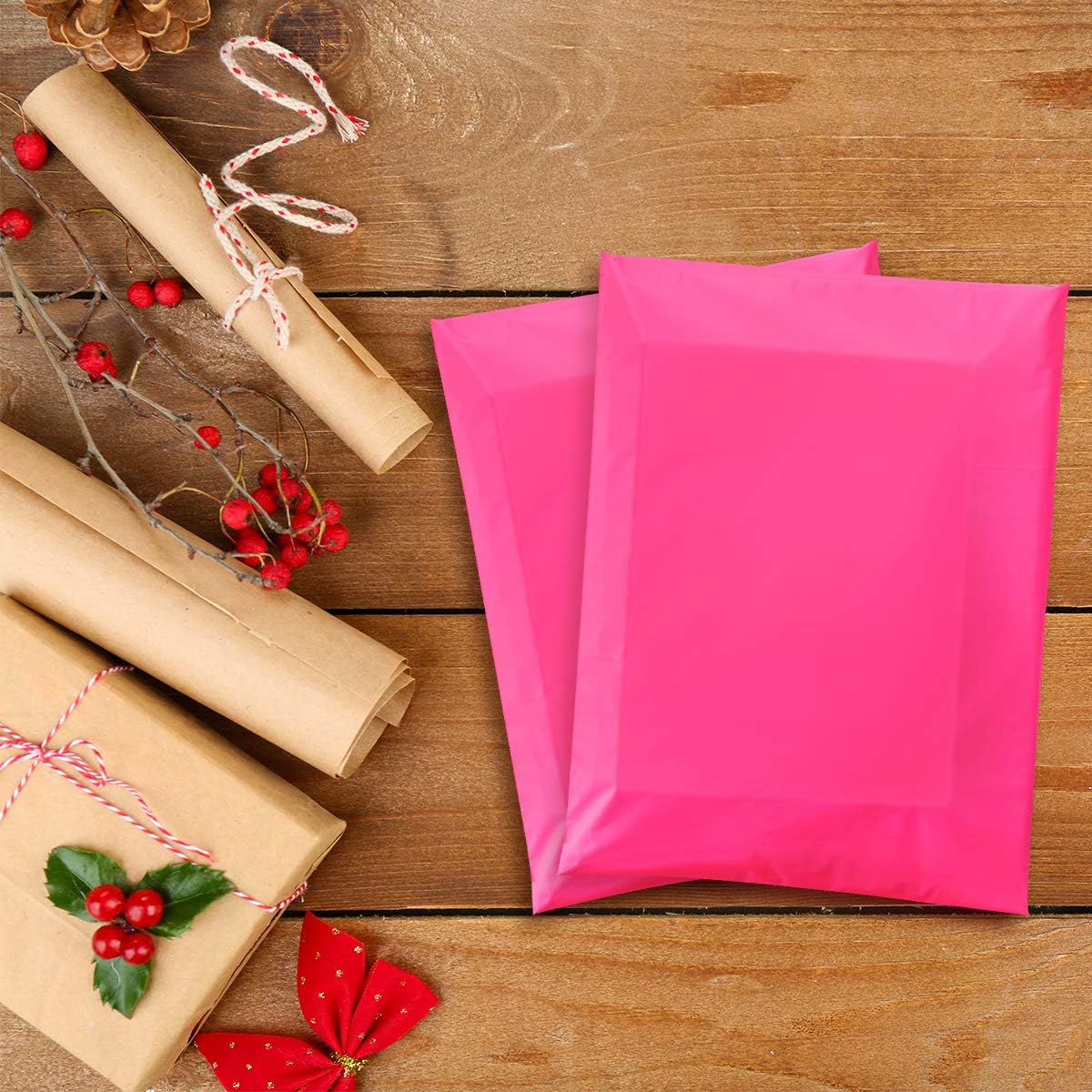 UCGOU Poly Mailers 14.5x19 Inch Hot Pink 200 Pack Large Shipping Bags #7 Strong Thick Mailing Envelopes Self Sealing Adhesive Waterproof and Tear Proof Shipping Bags for Clothes