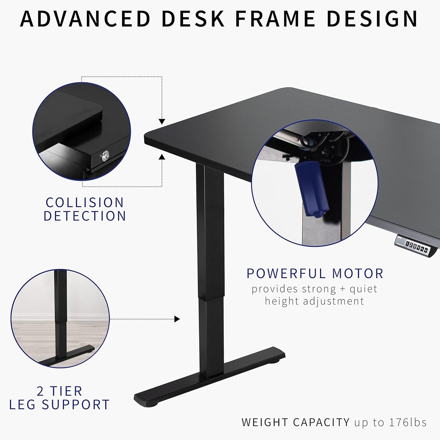 VIVO Electric 43 x 24 in Standing Desk, Memory Height Adjustment, 1B Series, One-Piece Black Top, Gray Frame, DESK-KIT-1G4B