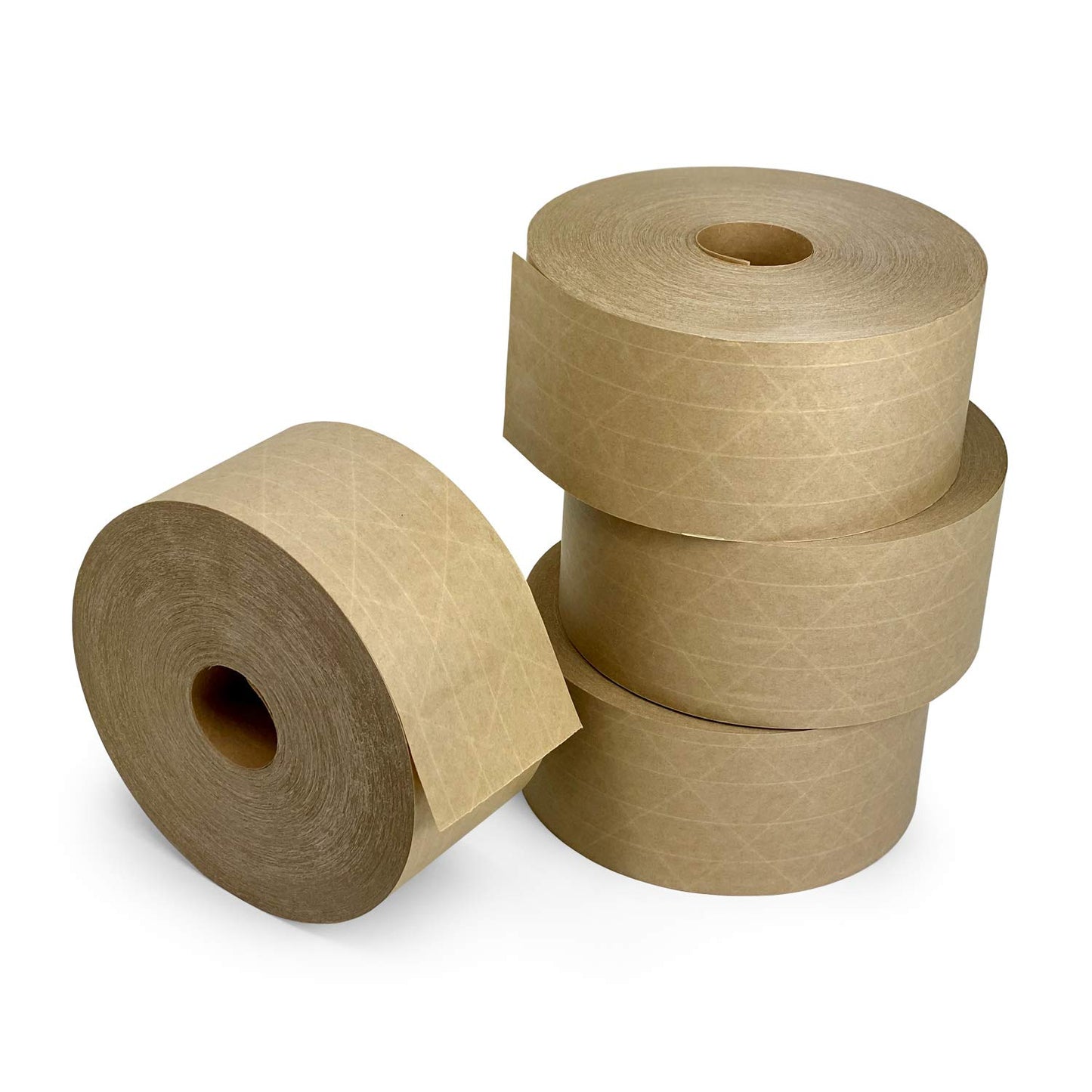 IDL Packaging 2.83" x 450 feet Reinforced Water-Activated Kraft Gummed Tape 30lb Thickness (Pack of 4) - Secure Paper Packing Tape for Secure Carton Sealing - Heavy-Duty for All Conditions, Brown