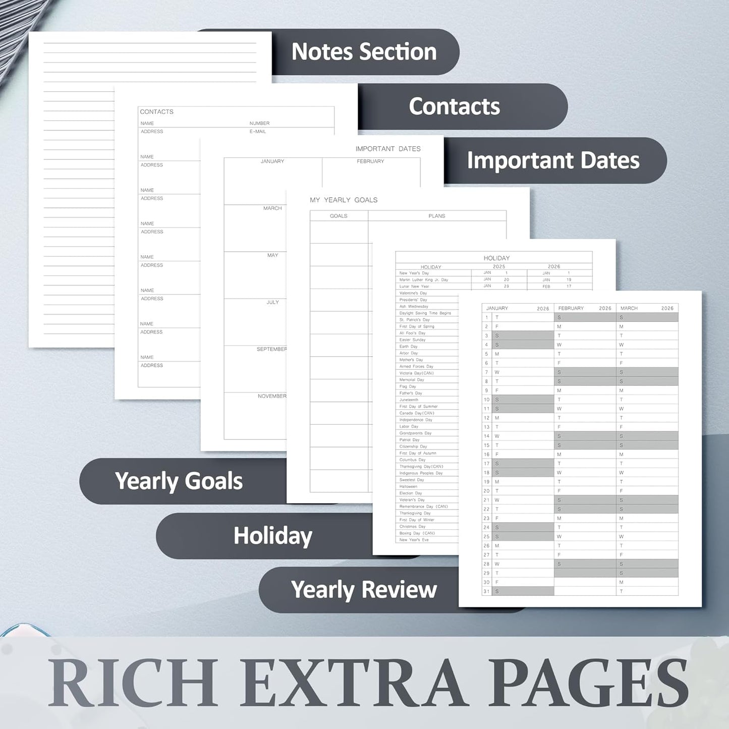 2025-2026 Planner for Women, Lather Weekly & Monthly Organizer, July 2025-June 2026, Hardcover with Gold Foil, Tabs, and Inspirational Pages - Ideal for Professionals, Black