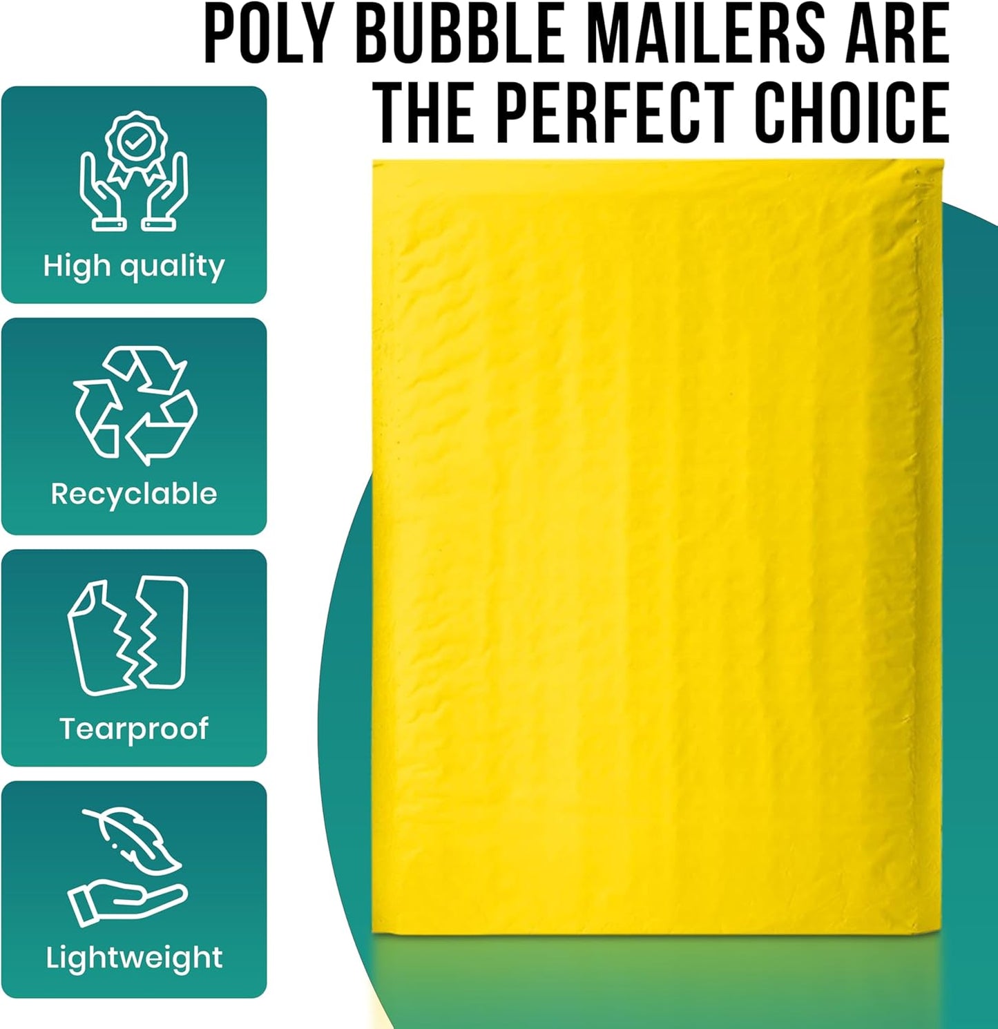 Levex - #000 4" x 8" [5 Pack] Yellow Poly Bubble Mailers, Padded Envelope Mailers, Packing Envelope & Mailing Bags for Shipping
