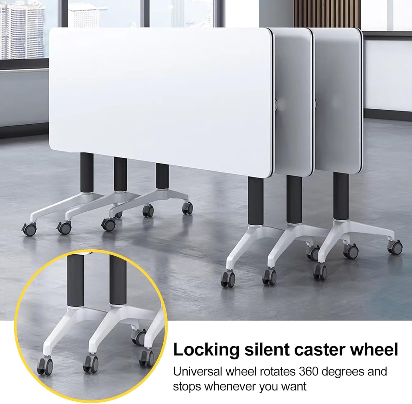 Conference Room Table with Flip-Top Design for Dynamic Meetings, Business Table Computer Desk with Heavy-Duty Frame,Foldable Seminar Meeting Tables for Home Office (4, E, 70.8IN)