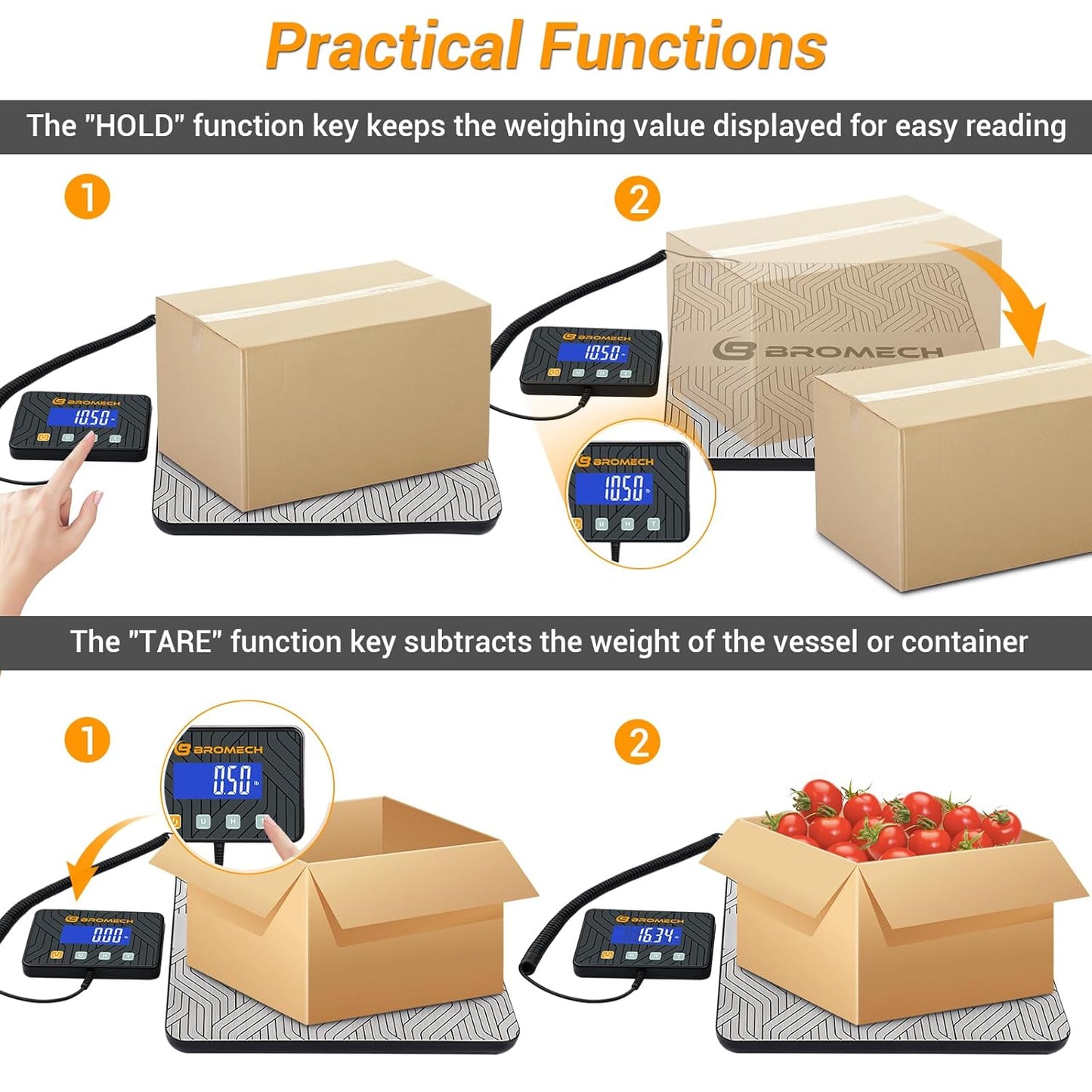 Postal Scales for Shipping Packages 440lb Heavy Duty Digital Mail Scale High Accuracy 0.35oz Postage Scale W/Separate Display, Type-C Charging for Small Business, Warehouse, Luggage, Home, Pet