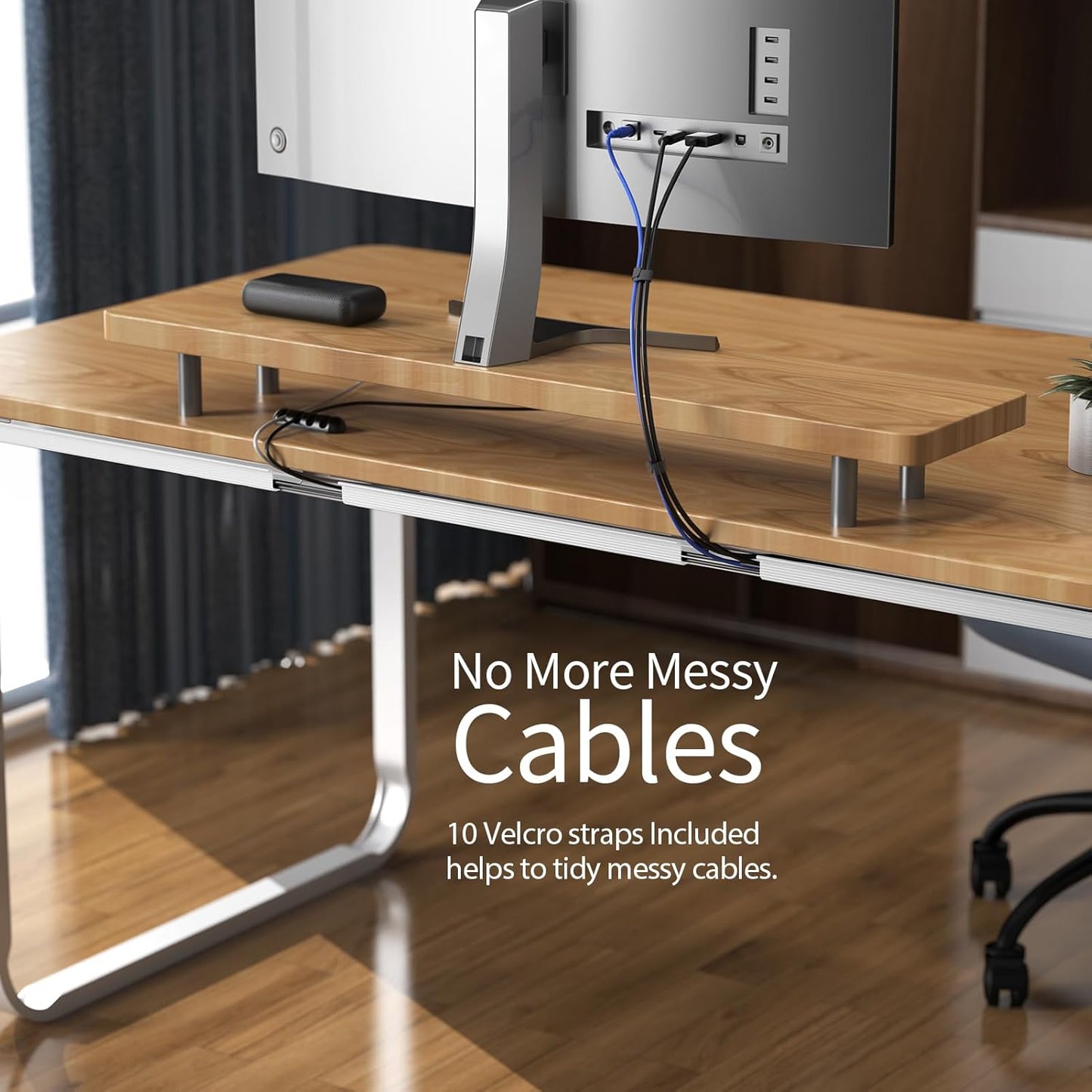 Delamu 157in Cable Management Under Desk, Safe & Tidy Under Desk Cable Management for Home & Office, Cord Organizer for Desks, Wire Organizer Kit, 10 Pack White