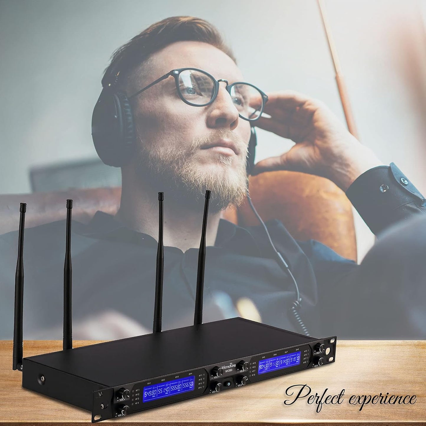 MicrocKing Wireless Microphone System, 8-Channels UHF Cordless Dynamic Handheld Mics, Long Range 400ft, Auto Connect, Ideal for Karaoke Party Wedding Speech and Outdoor Events