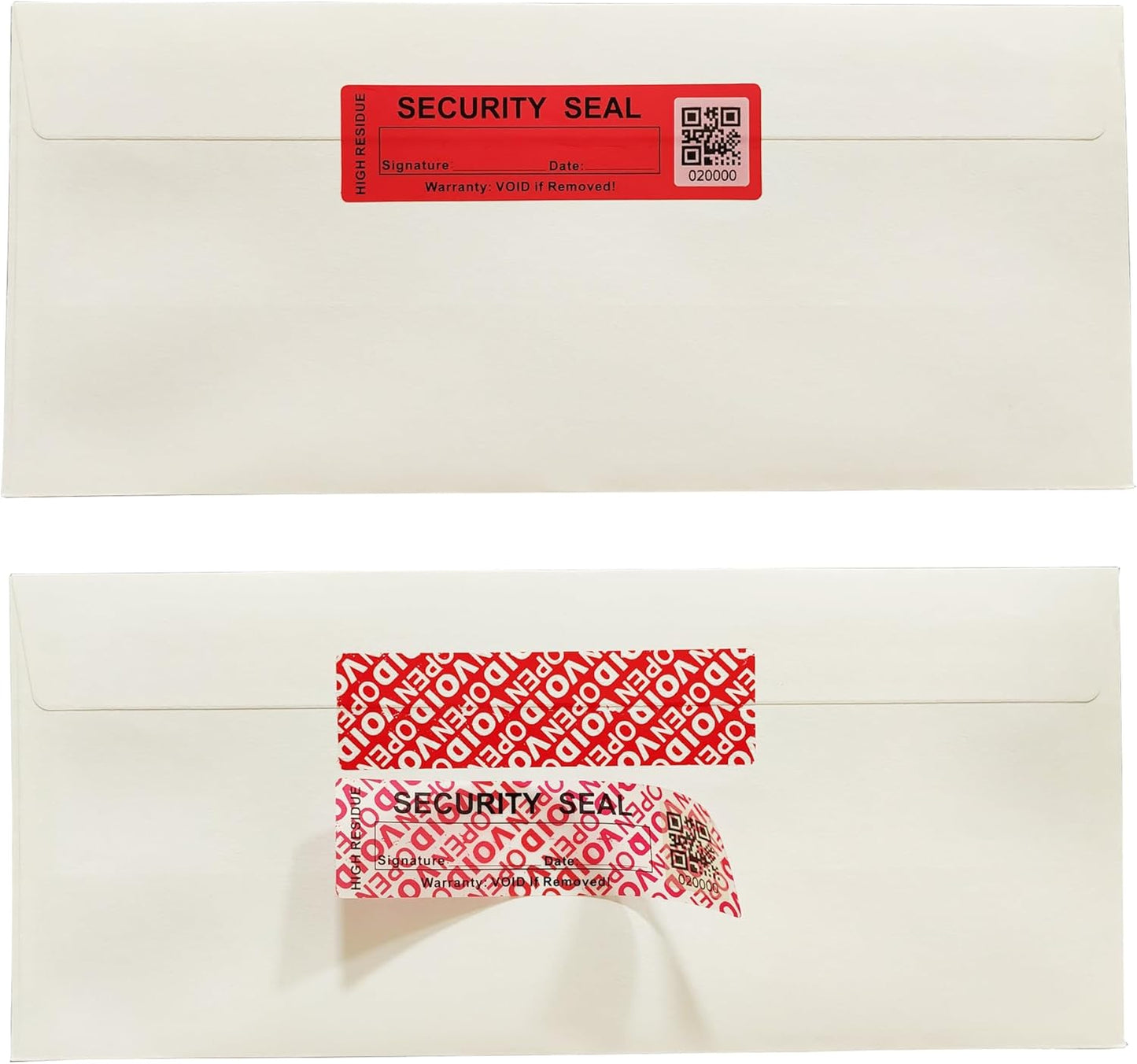 100pcs 25x90mm Total Transfer Tamper Evident Signable Security Tamper Proof Stickers Labels Seals (1x3.54 Inches,QR Code,Matte Red)