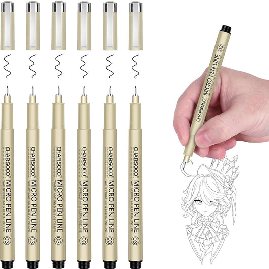 03 Micro Pen, Black Fine Point Pen with Waterproof Archival Ink, 0.38mm Fineliner Ink Pens for Artist Illustration, Sketching, Anime, Manga, Technical Drawing and Scrapbooking