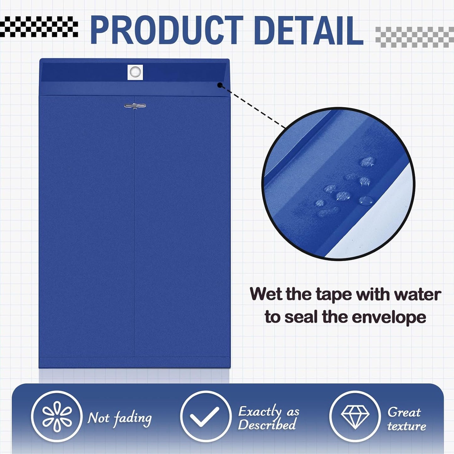 Geyee 50 Pcs 12 x 16 Inch Navy Blue Manilla Clasp Envelopes Letter Size Mailing Envelopes with Clasp Closure for Filing Storing Documents Office Home Business School