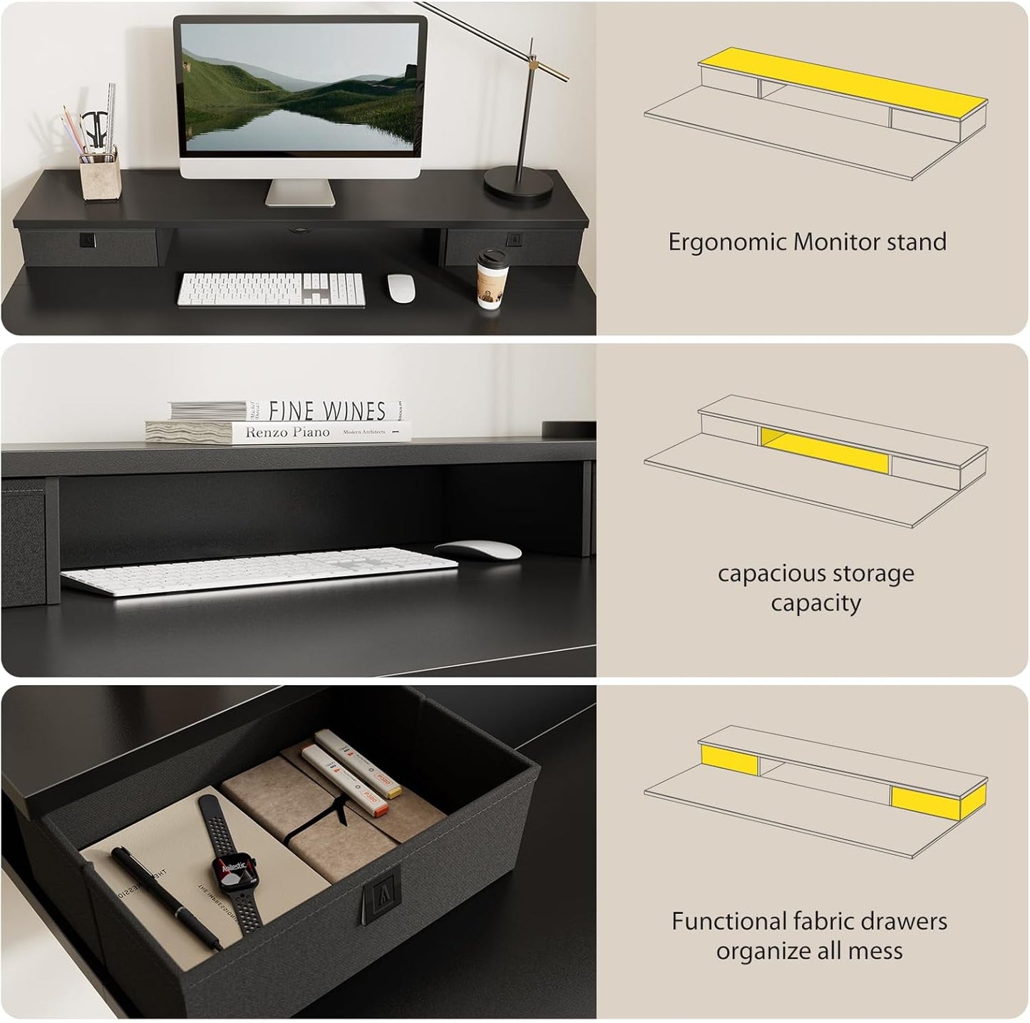 Agilestic 55 x 24 Inches Electric Standing Desk with 2 Storage Drawers, Stand Up Desk Adjustable Height, Sit and Stand Computer Table with Splice Board, Black