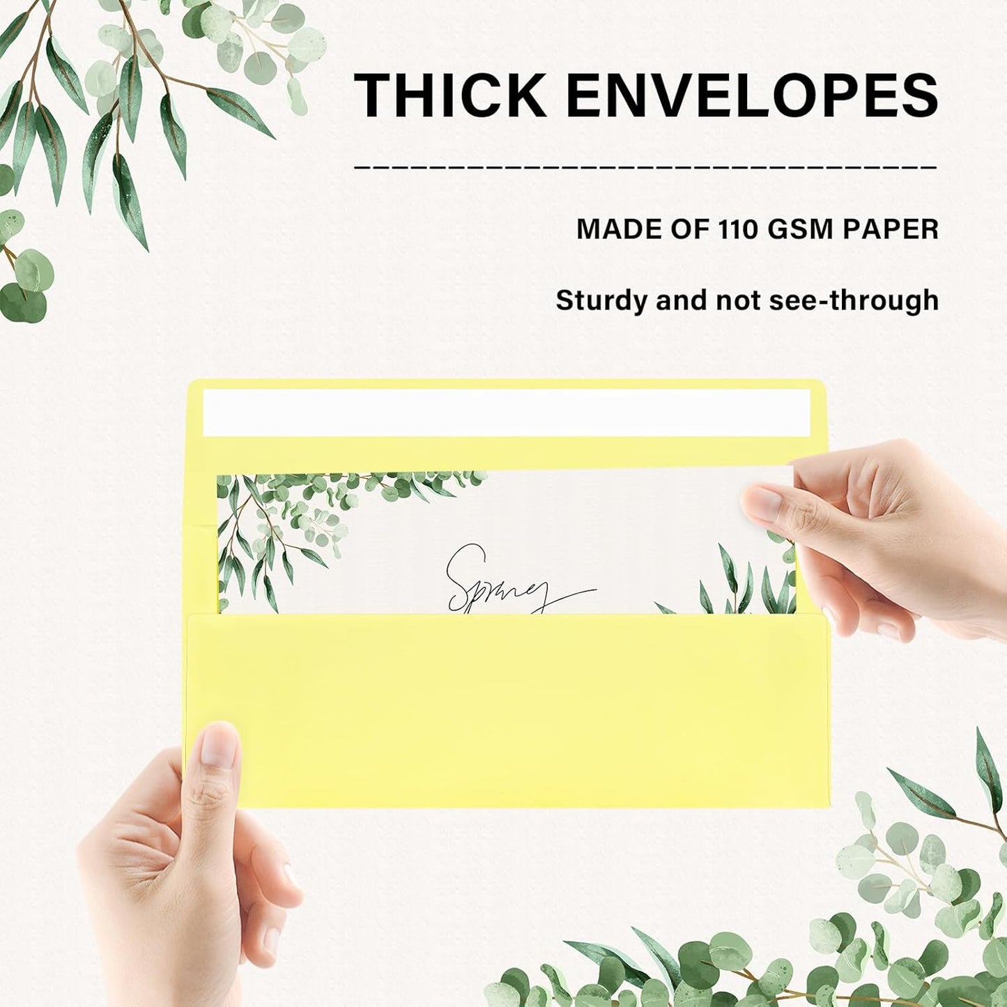 50 Pack #10 Business Envelopes, Self Seal Standard Light Yellow Envelopes for Secure Business & Legal Mailing, Office, Checks, Letter, Invoices, 4 1/8 x 9 1/2 Inches