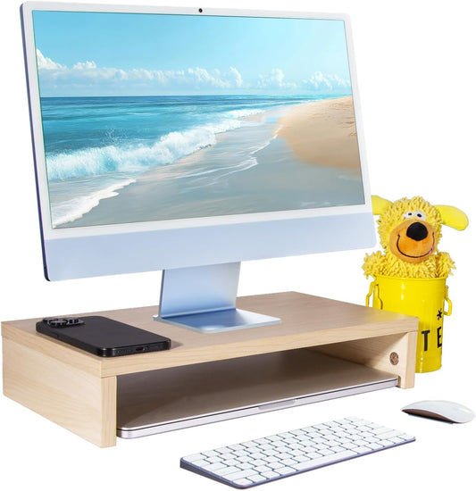 Monitor Stand Riser, Computer Stand, Desk Organizers and Accessories, Laptop Shelf Computer Monitor Riser with Storage for TV Screen PC Printer (Oak-15.75inch)