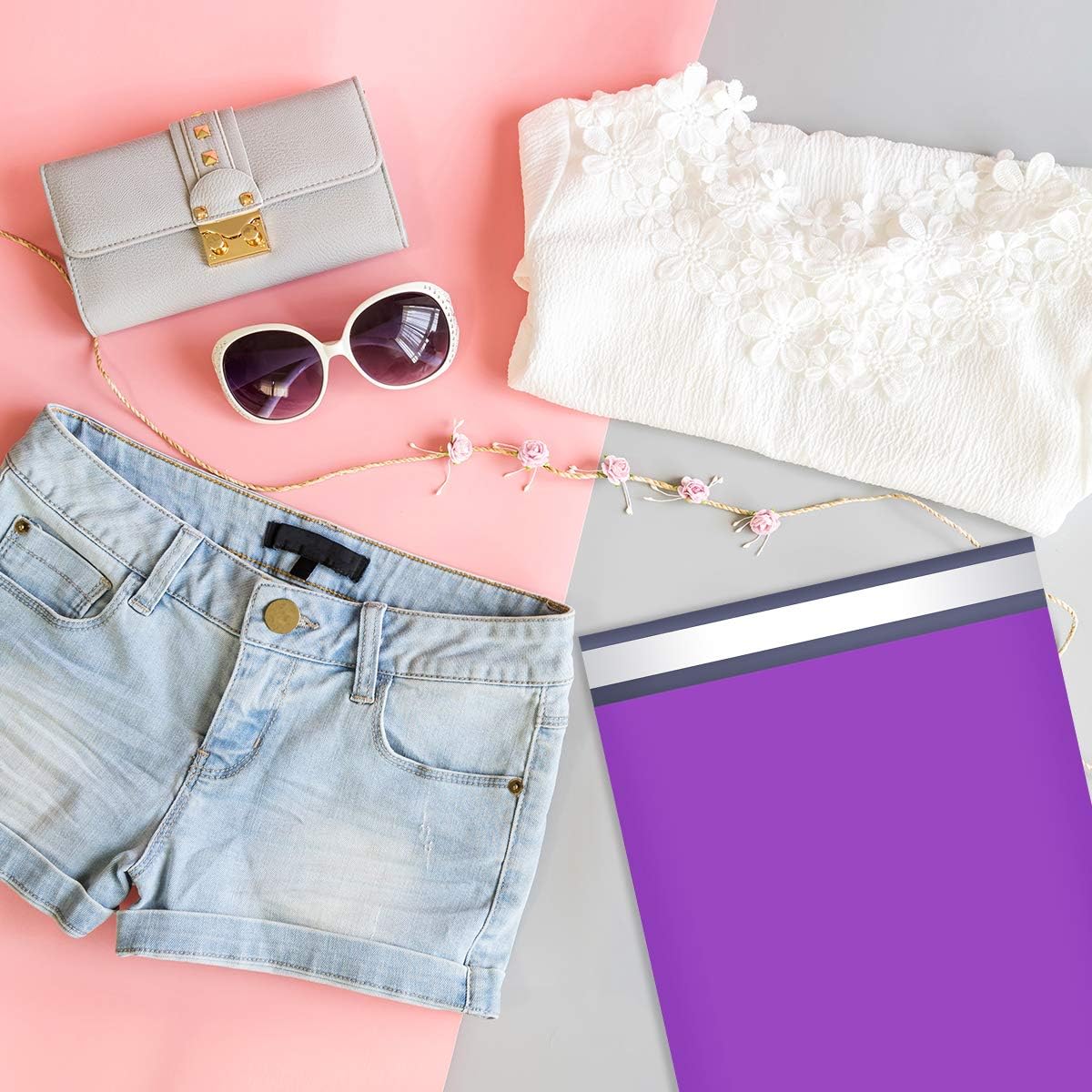 UCGOU Poly Mailers 14.5x19 Inch Purple 100 Pack Large Shipping Bags #7 Strong Thick Mailing Envelopes Self Sealing Adhesive Waterproof and Tear Proof Boutique Packaging Postal for Clothing