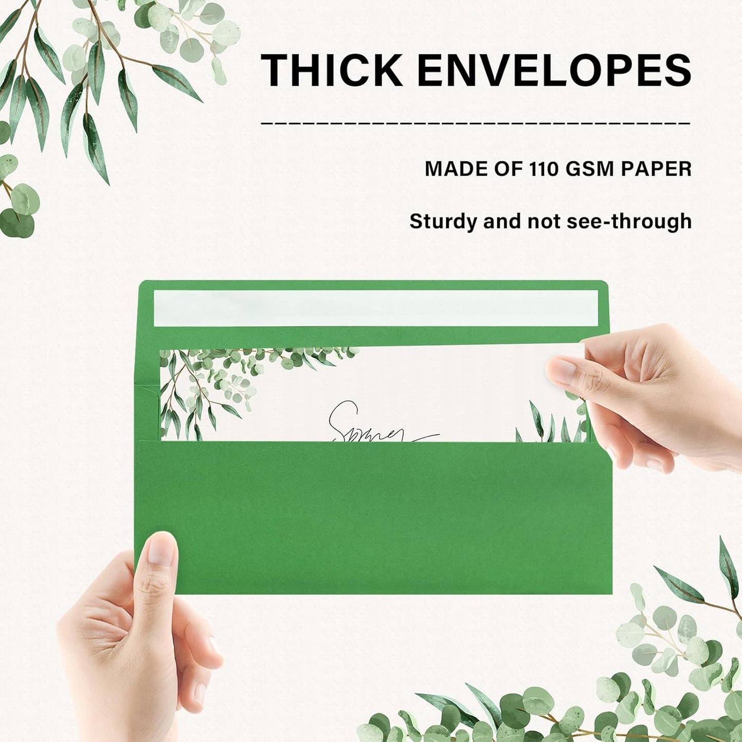 50 Pack #10 Business Envelopes, Self Seal Standard Green Envelopes for Secure Business & Legal Mailing, Office, Checks, Letter, Invoices, 4 1/8 x 9 1/2 Inches