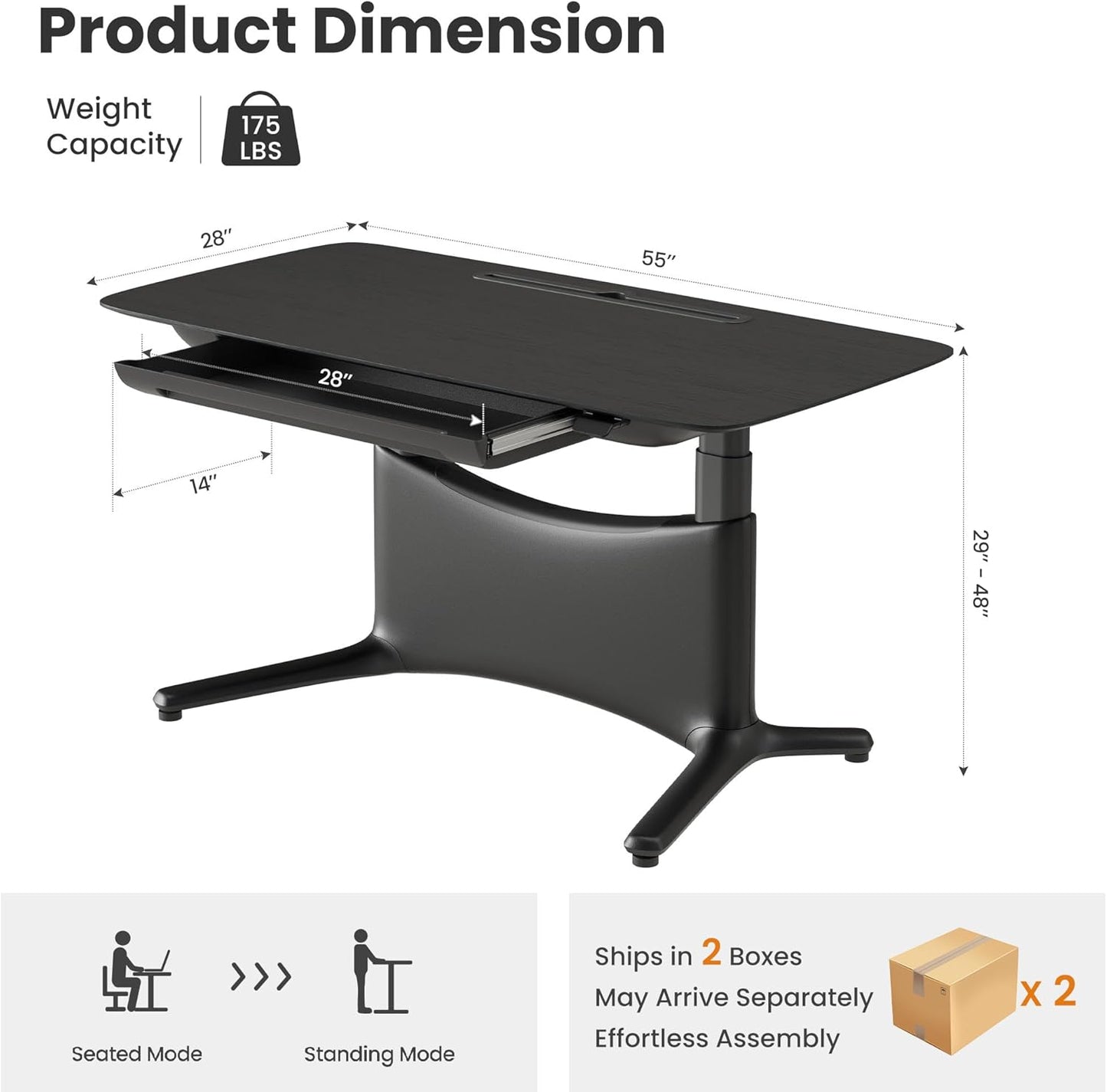 COLAMY Electric Standing Desk, Whole-Piece Gaming Desk with Dual Motors, Ergonomic Footrest, Drawers for Storage, Adjustable Height Sit-Stand Desk for Home Office (Veneer Desktop, Black Oak + Black)