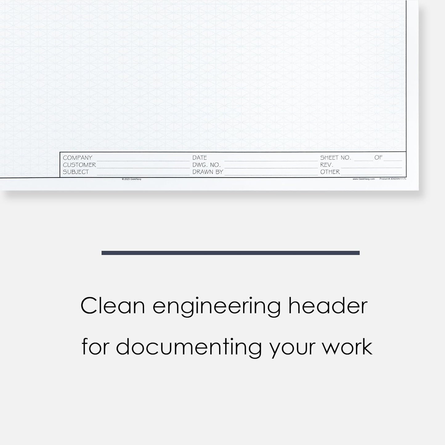 11" x 17" Isometric Graph Paper 50 Sheets Landscape - 0.25" Grid, Non-photo Blue, High Brightness, Drafting, Engineering, Art, 3D Design (3-Pack)