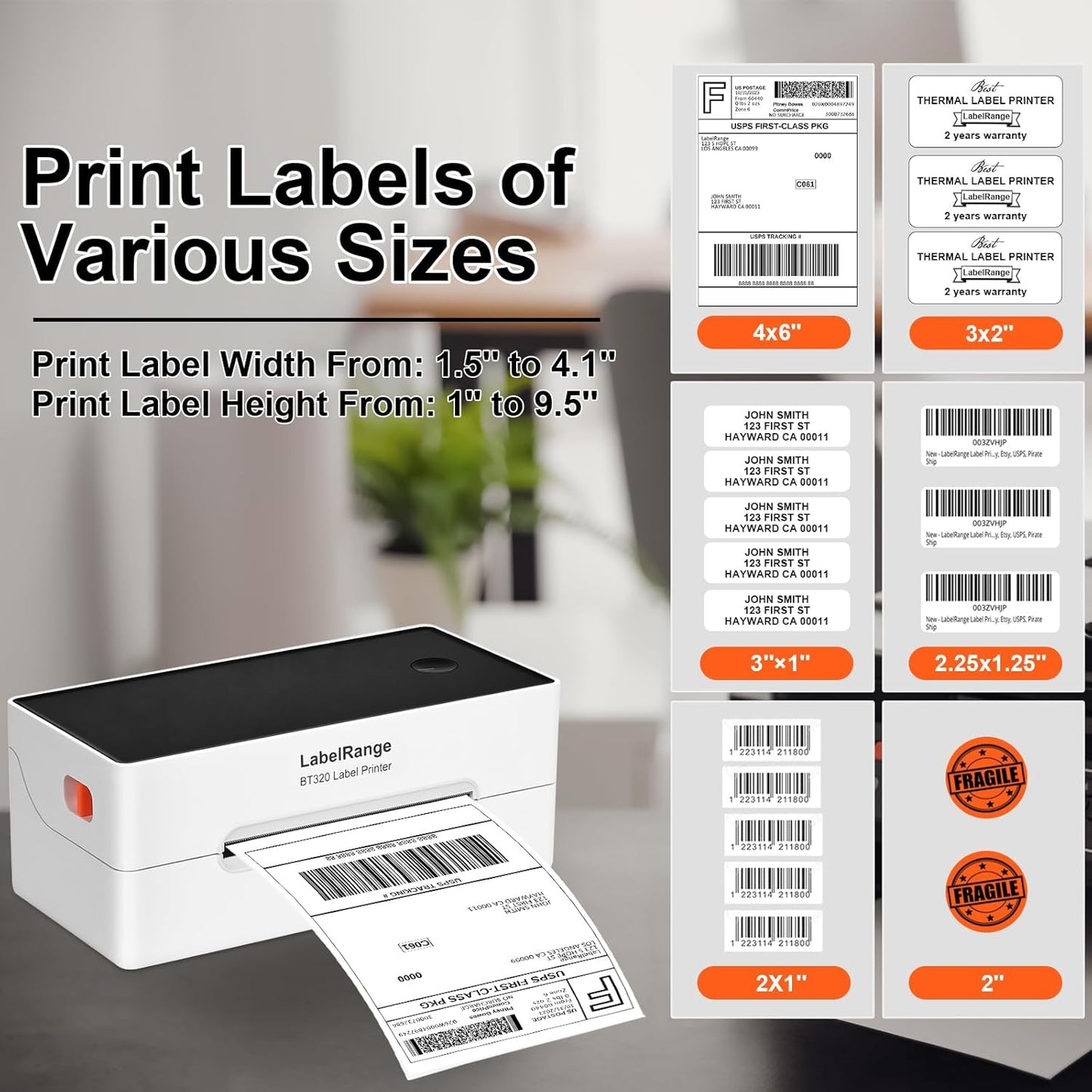 Ecommerce Label Printer 4x6, Bluetooth Thermal Shipping Label Printer, Compatible with Android&iOS and Windows, Support Amazon, Ebay, Shopify, Etsy, Whatnot, USPS, Pirate Ship, Shippo