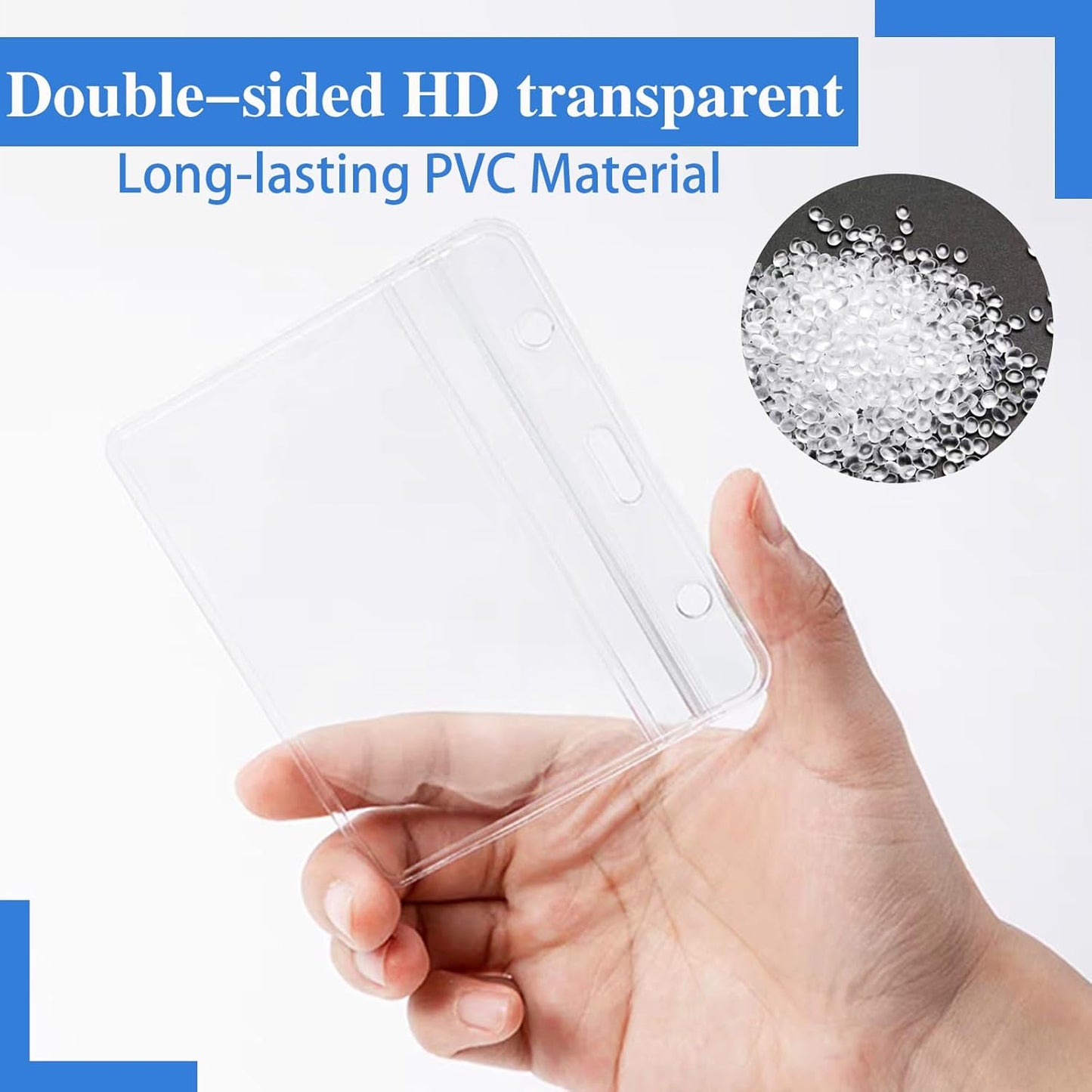 Horizontal Badge Holder, Extra Thick ID Card Name Badge Holder, Name tag Holder with Waterproof Type Resealable Zip (100 Pcs)