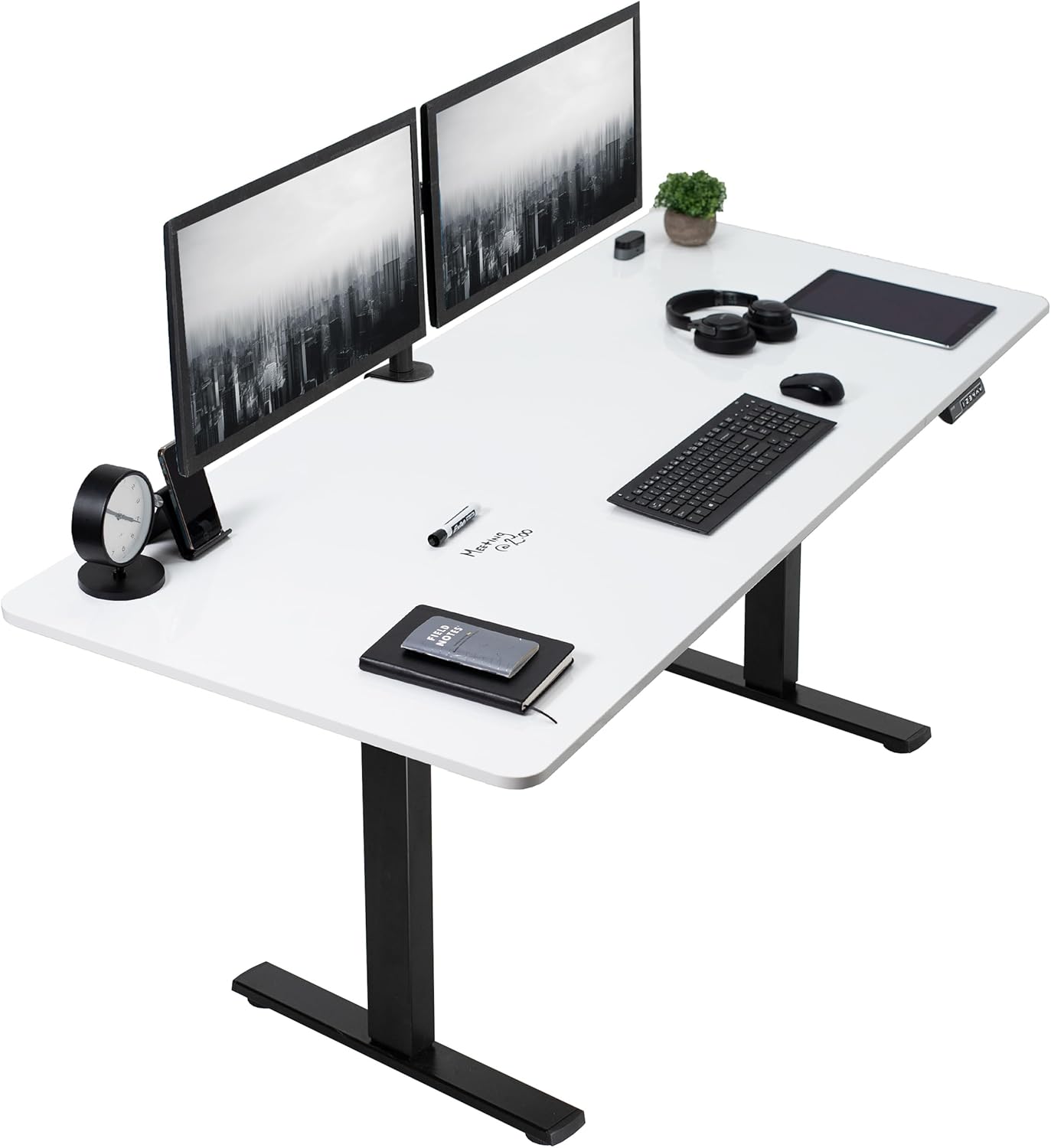 VIVO Electric Dry Erase 71 x 30 in Standing Desk, Memory Height Adjustment, 1B Series, Whiteboard Top Black Frame, DESK-KIT-1B7WE