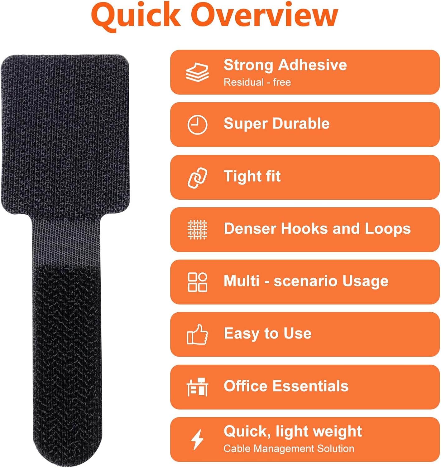 Hook and Loop Cable Ties, Adhesive Cable Clips, Cord Organizer for Appliances,Cable Ties Can Easily Organize Desktop Wires and Network Cables, Many Use in Home, Office, Garage, Outdoor, 50Pcs per Pack